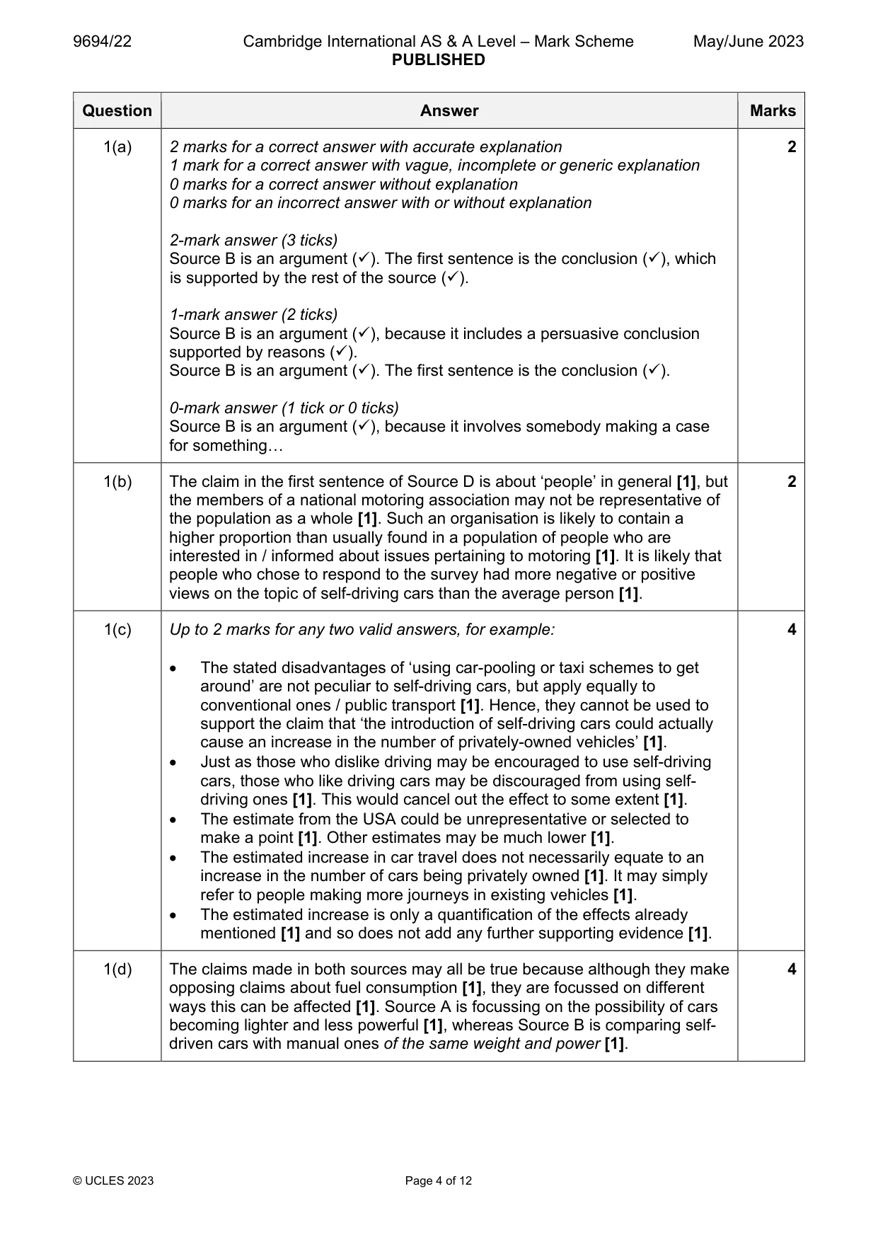 Mark scheme, page 4 of 12