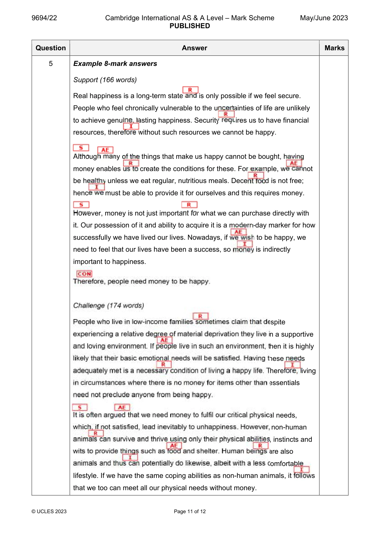 Mark scheme, page 11 of 12