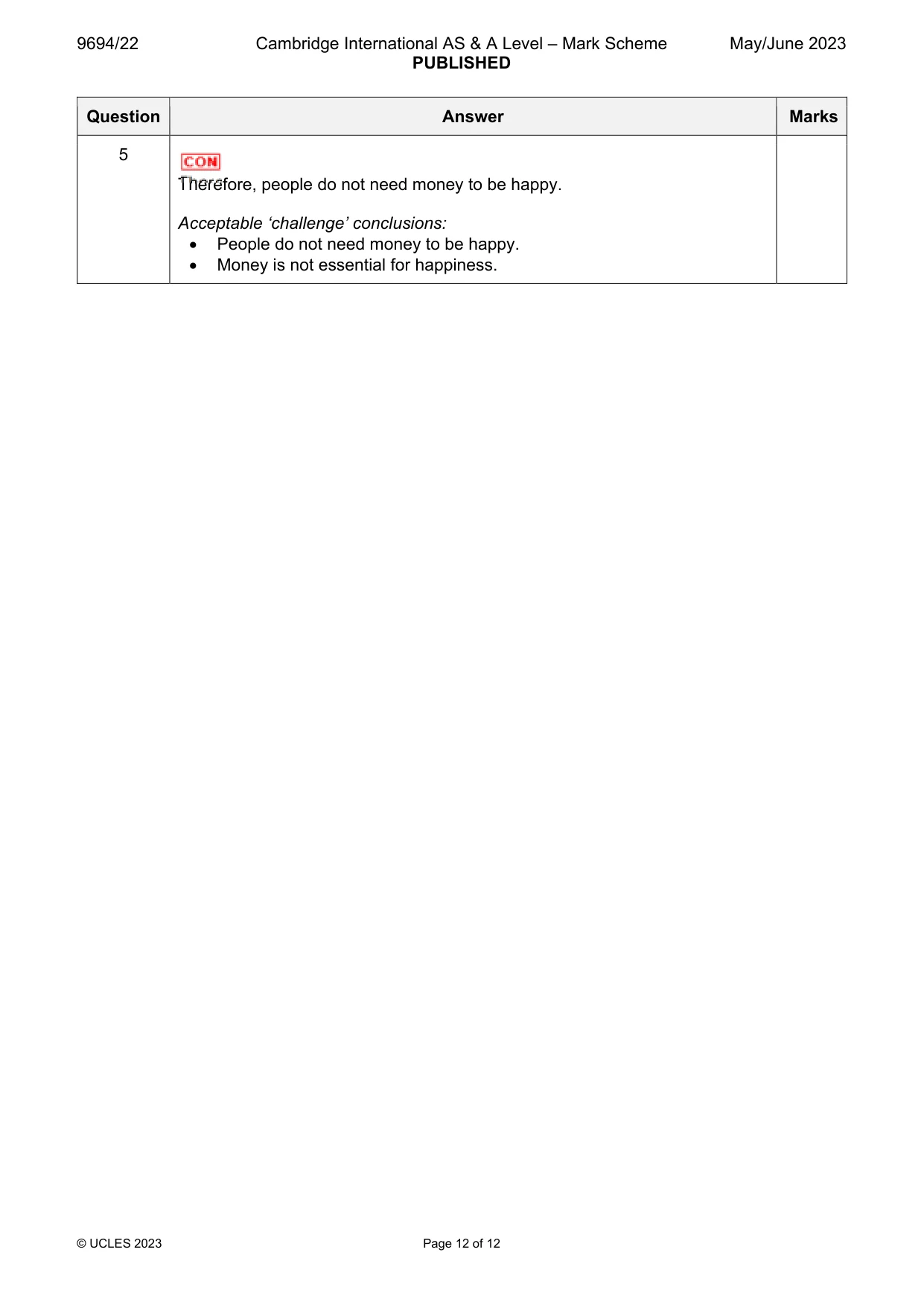 Mark scheme, page 12 of 12