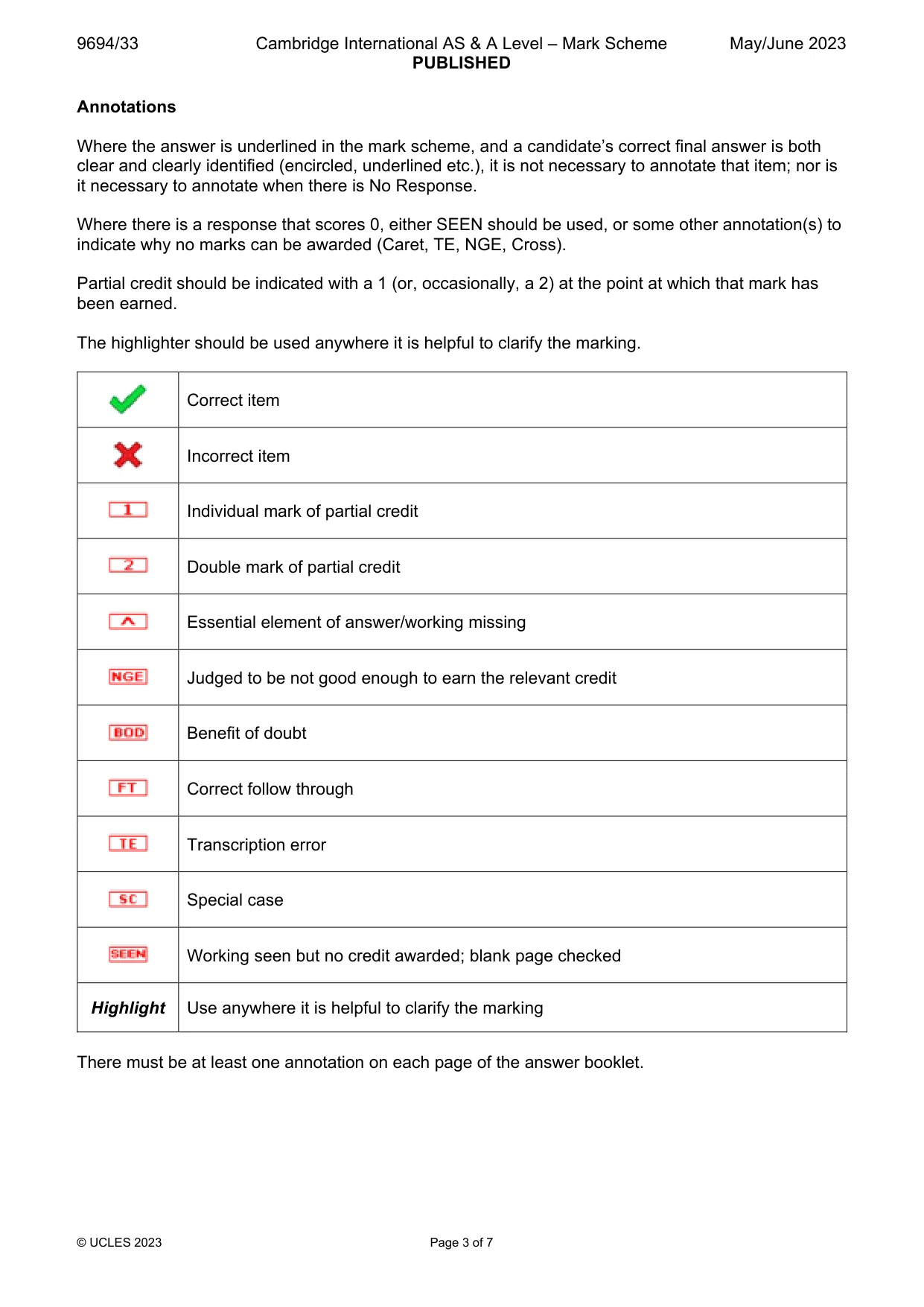 Mark scheme, page 3 of 7