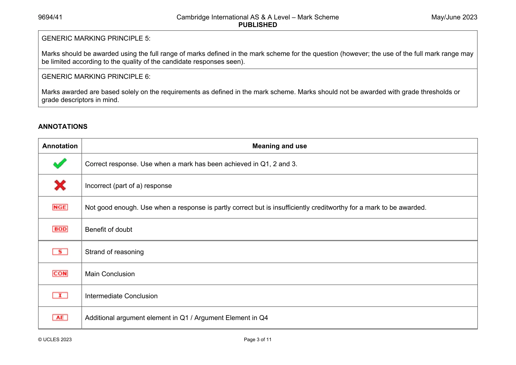 Mark scheme, page 3 of 11