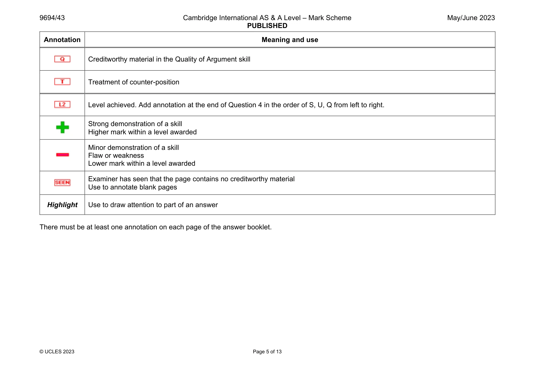 Mark scheme, page 5 of 13
