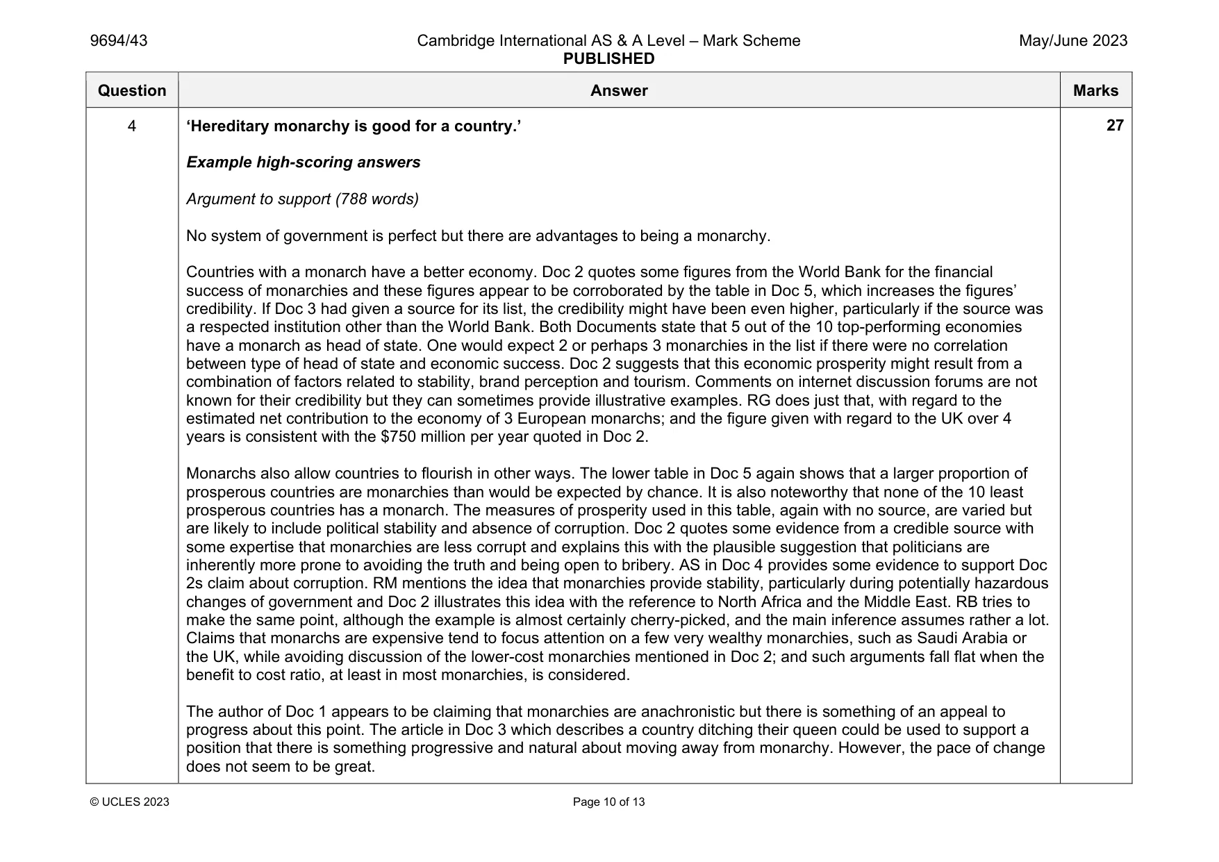 Mark scheme, page 10 of 13
