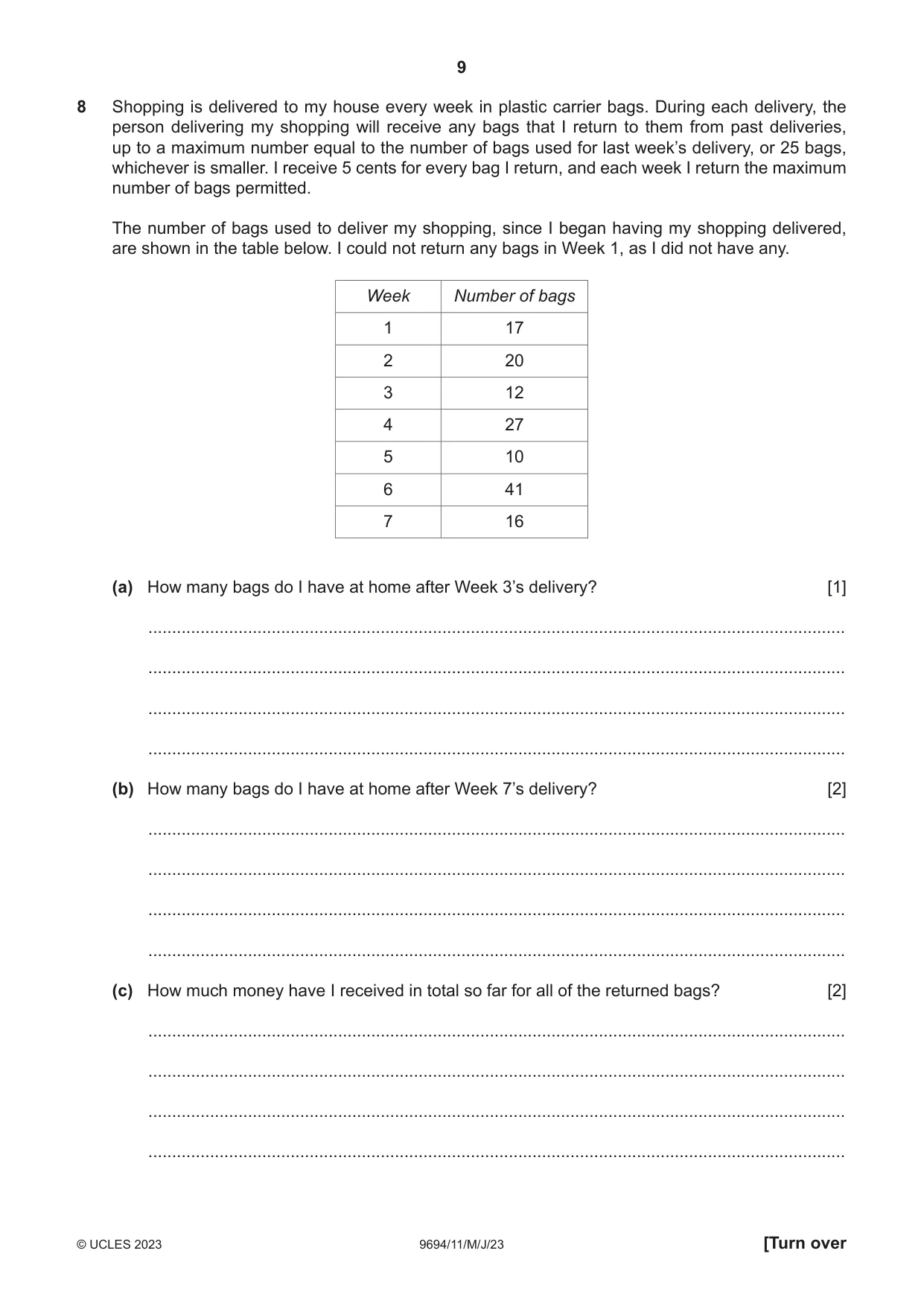 Cambridge A Level Thinking Skills 9694 2023 May/June Paper 1 · Variant 1 question paper, page 9 of 16