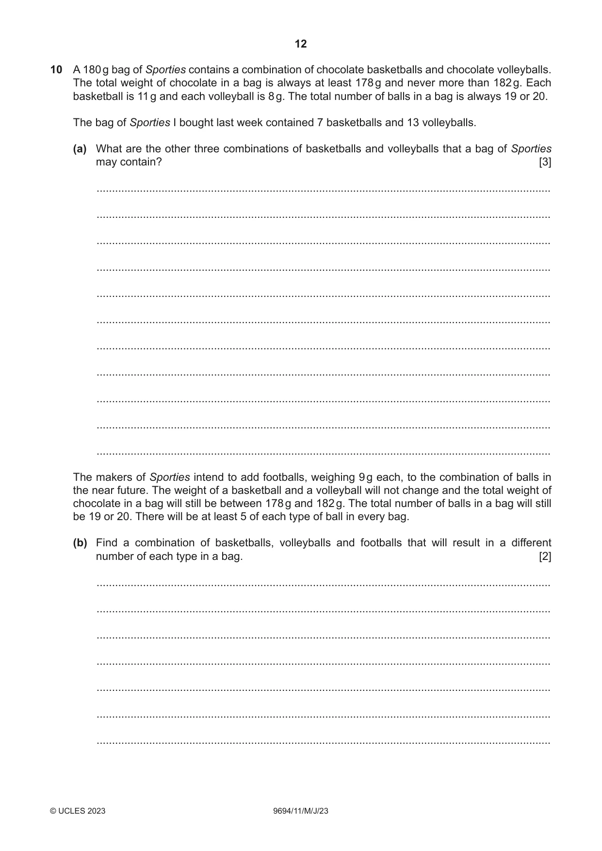 Cambridge A Level Thinking Skills 9694 2023 May/June Paper 1 · Variant 1 question paper, page 12 of 16