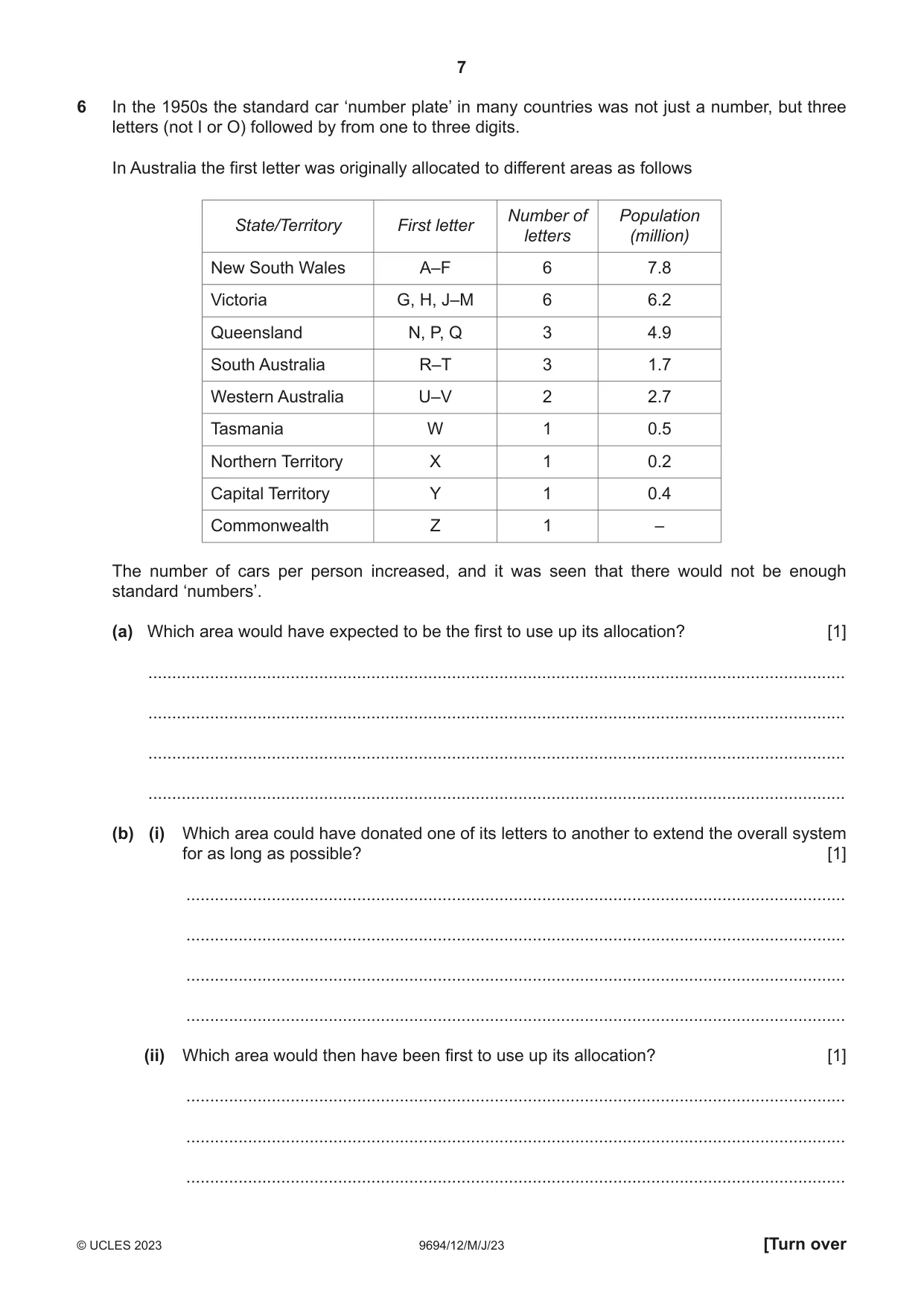 Cambridge A Level Thinking Skills 9694 2023 May/June Paper 1 · Variant 2 question paper, page 7 of 16