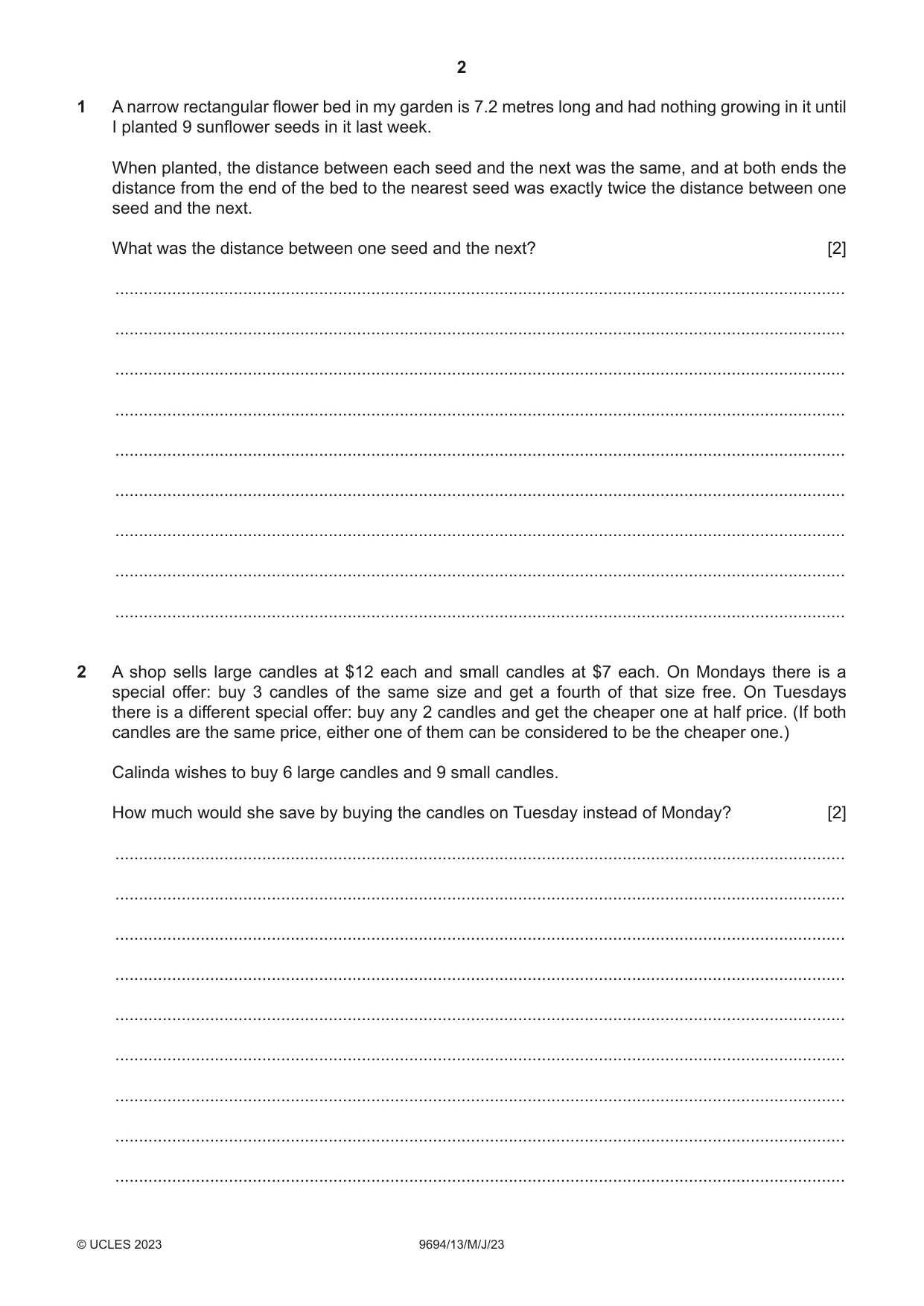Cambridge A Level Thinking Skills 9694 2023 May/June Paper 1 · Variant 3 question paper, page 2 of 16