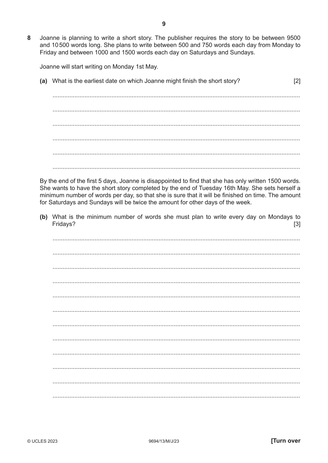 Cambridge A Level Thinking Skills 9694 2023 May/June Paper 1 · Variant 3 question paper, page 9 of 16