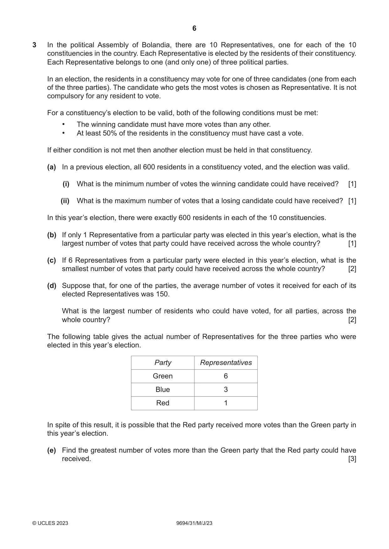 Cambridge A Level Thinking Skills 9694 2023 May/June Paper 3 · Variant 1 question paper, page 6 of 8
