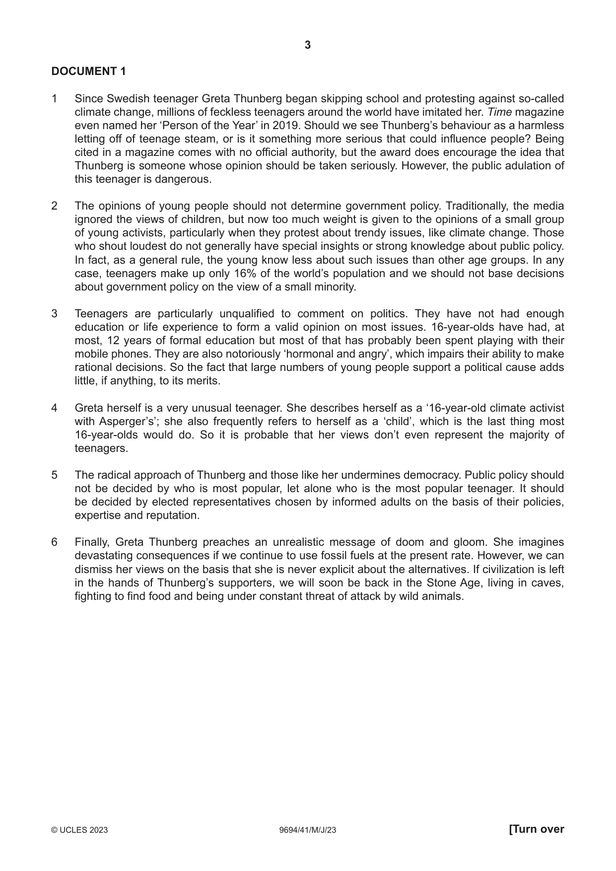Cambridge A Level Thinking Skills 9694 2023 May/June Paper 4 · Variant 1 question paper, page 3 of 8
