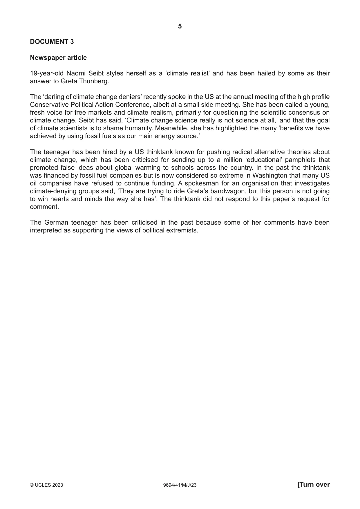 Cambridge A Level Thinking Skills 9694 2023 May/June Paper 4 · Variant 1 question paper, page 5 of 8