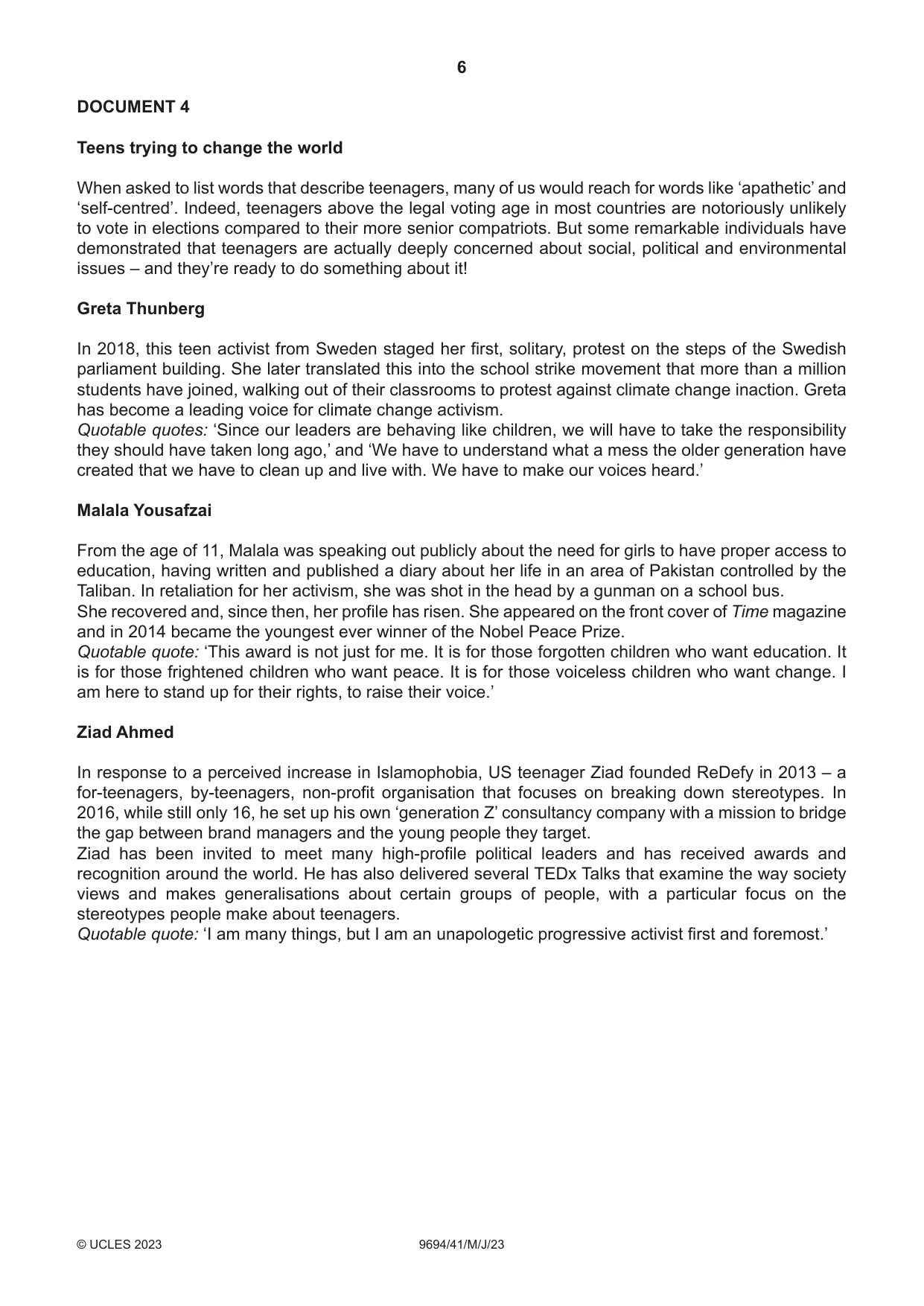 Cambridge A Level Thinking Skills 9694 2023 May/June Paper 4 · Variant 1 question paper, page 6 of 8