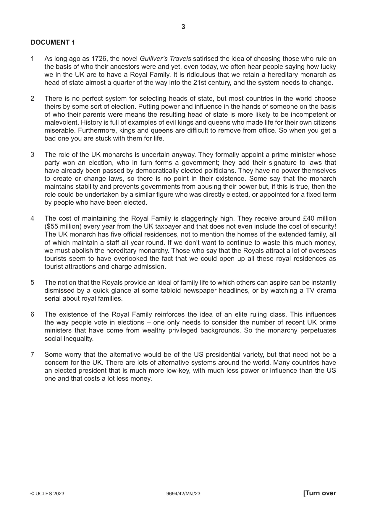 Cambridge A Level Thinking Skills 9694 2023 May/June Paper 4 · Variant 2 question paper, page 3 of 8