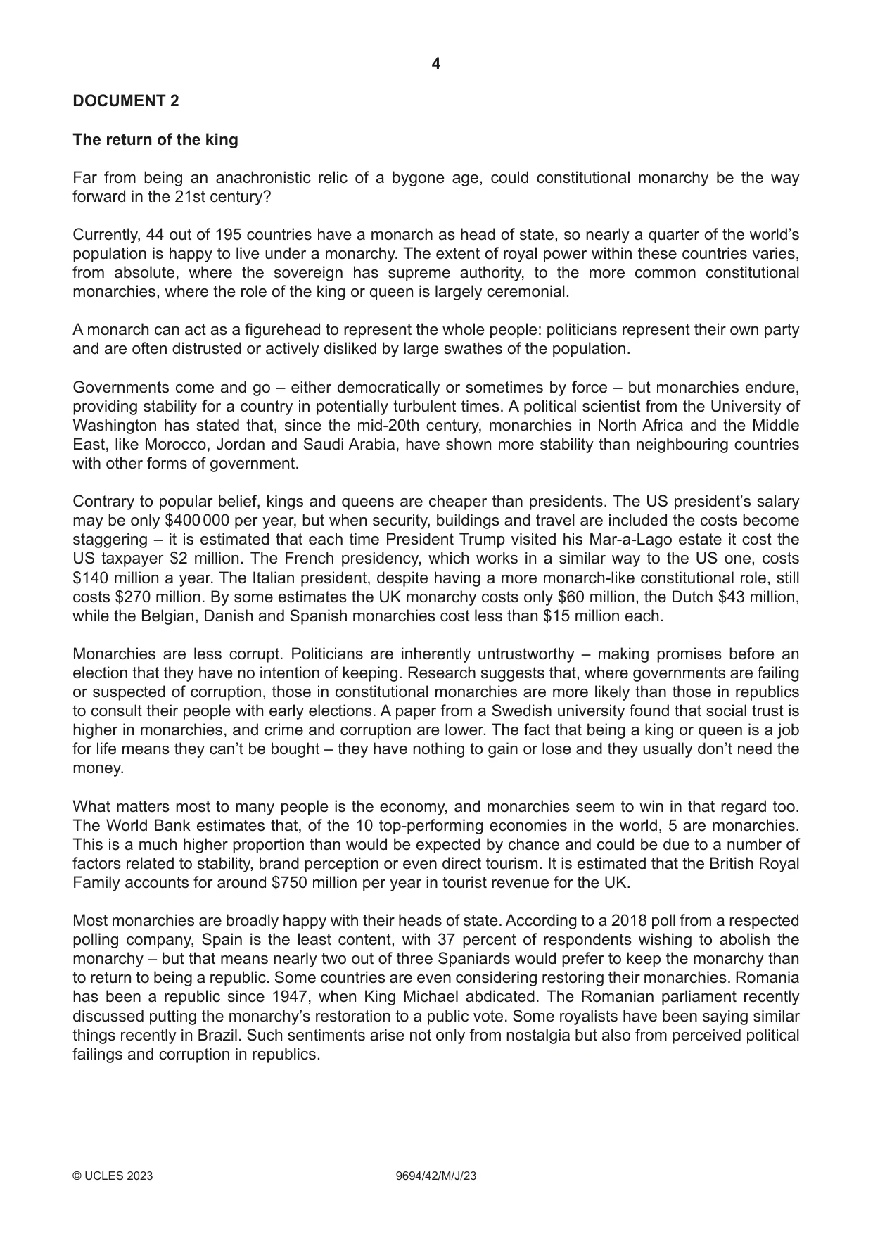 Cambridge A Level Thinking Skills 9694 2023 May/June Paper 4 · Variant 2 question paper, page 4 of 8