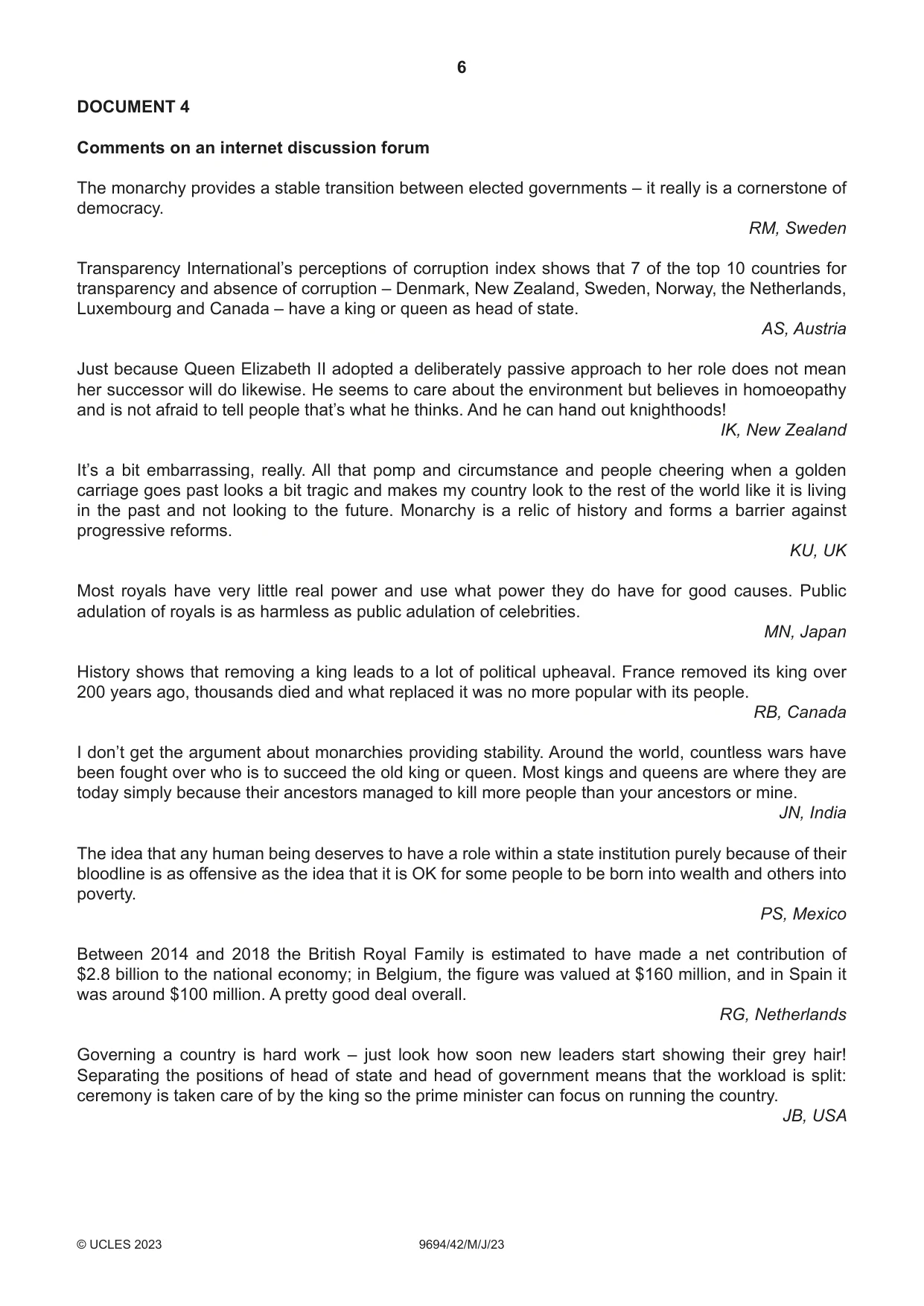 Cambridge A Level Thinking Skills 9694 2023 May/June Paper 4 · Variant 2 question paper, page 6 of 8