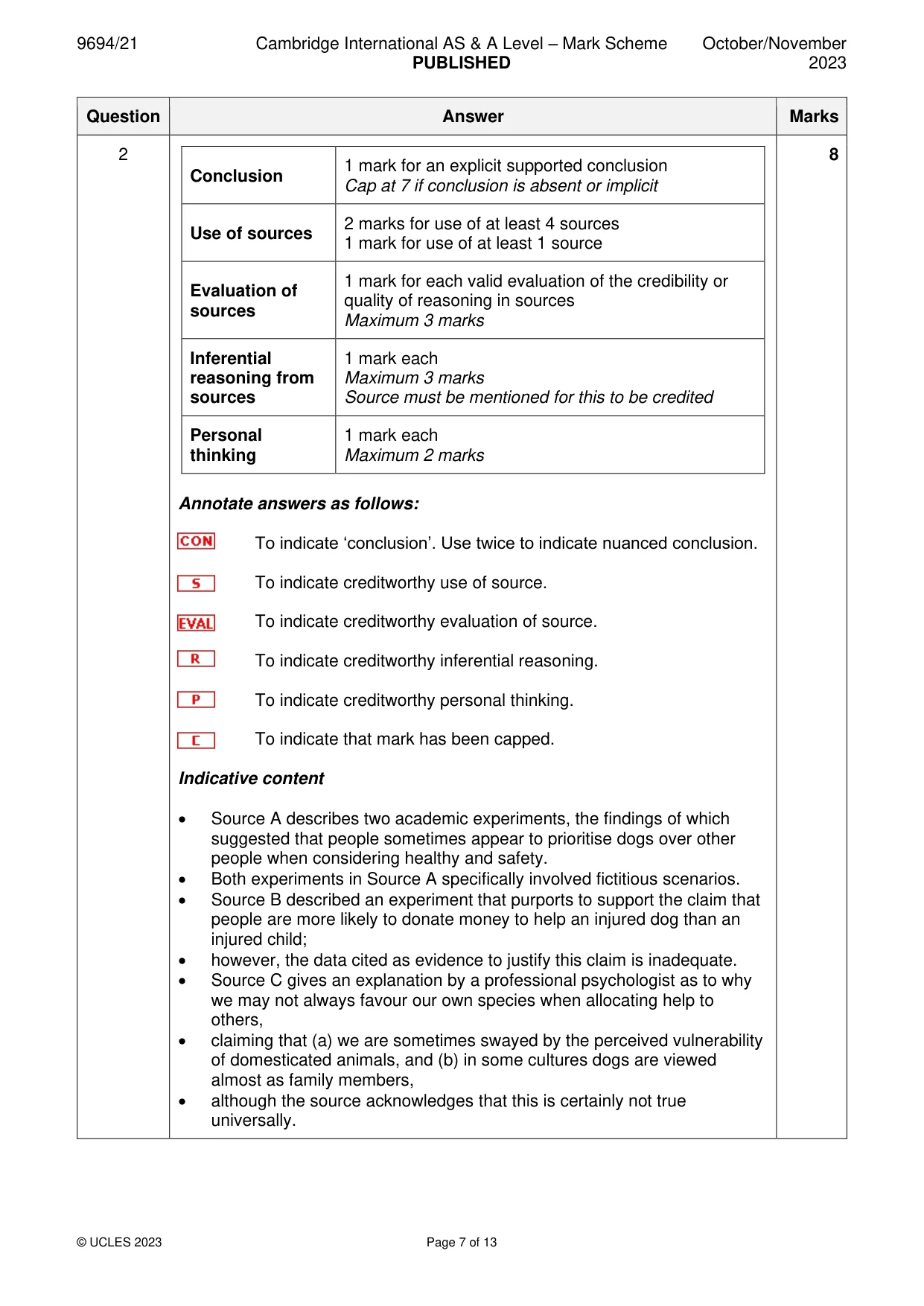Mark scheme, page 7 of 13