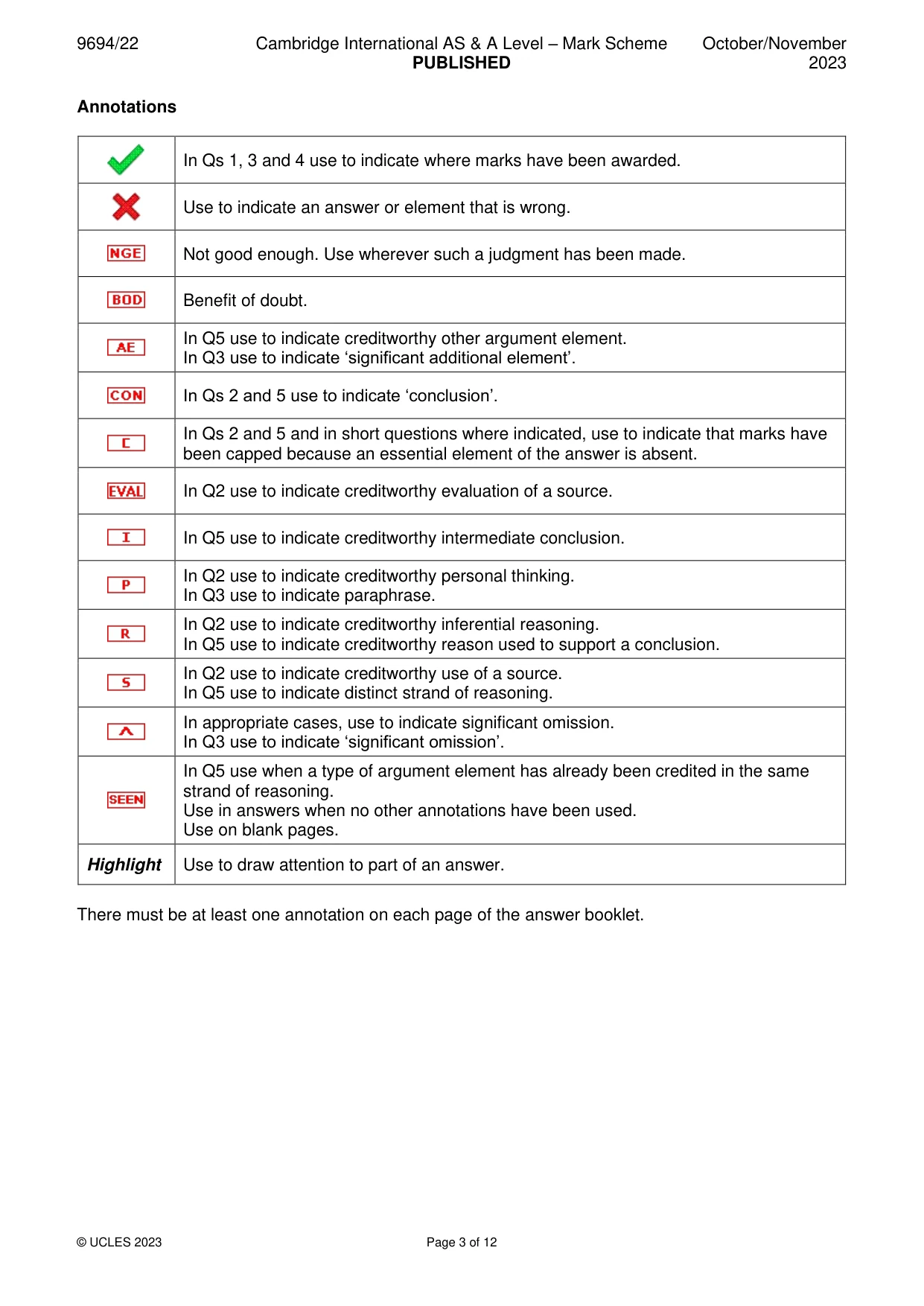 Mark scheme, page 3 of 12