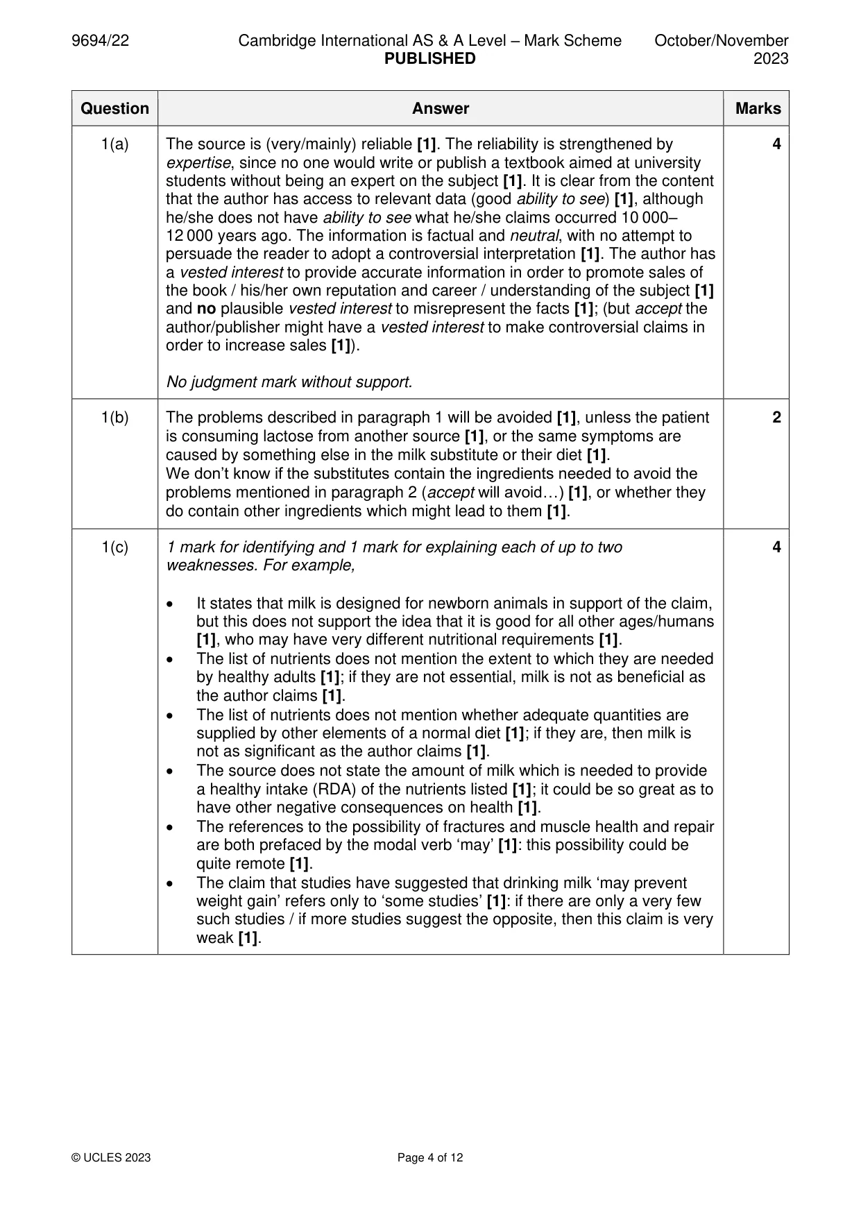 Mark scheme, page 4 of 12