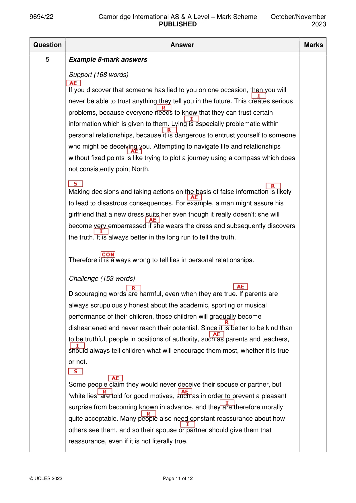 Mark scheme, page 11 of 12
