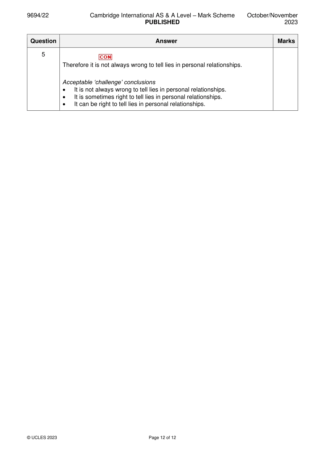 Mark scheme, page 12 of 12