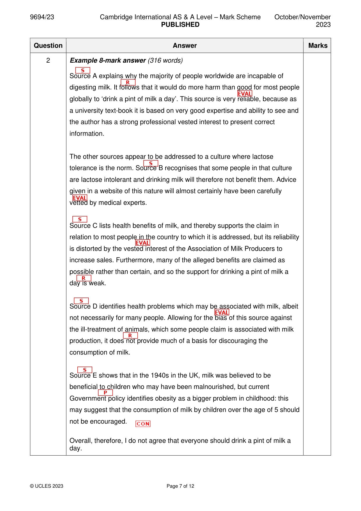 Mark scheme, page 7 of 12