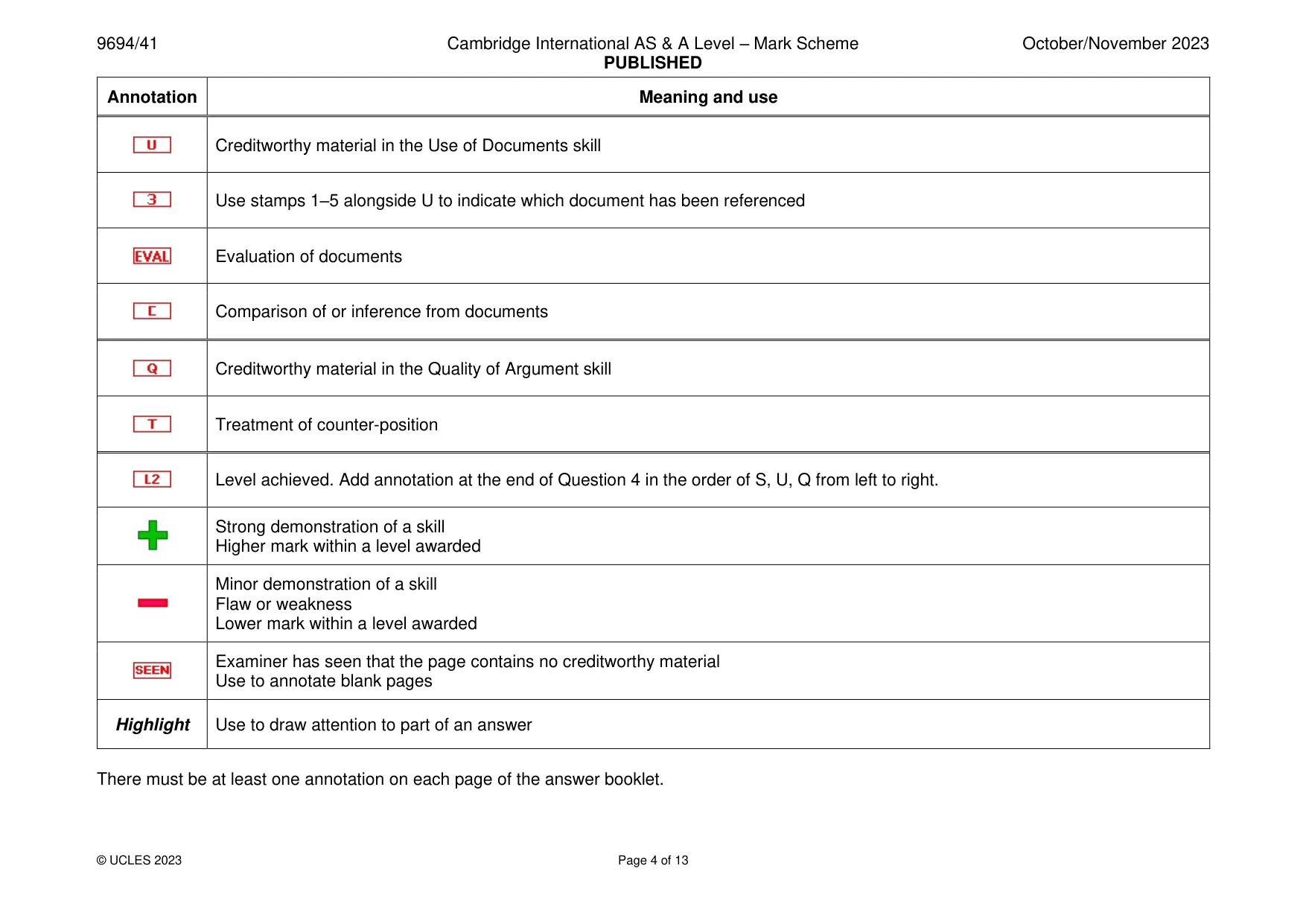 Mark scheme, page 4 of 13