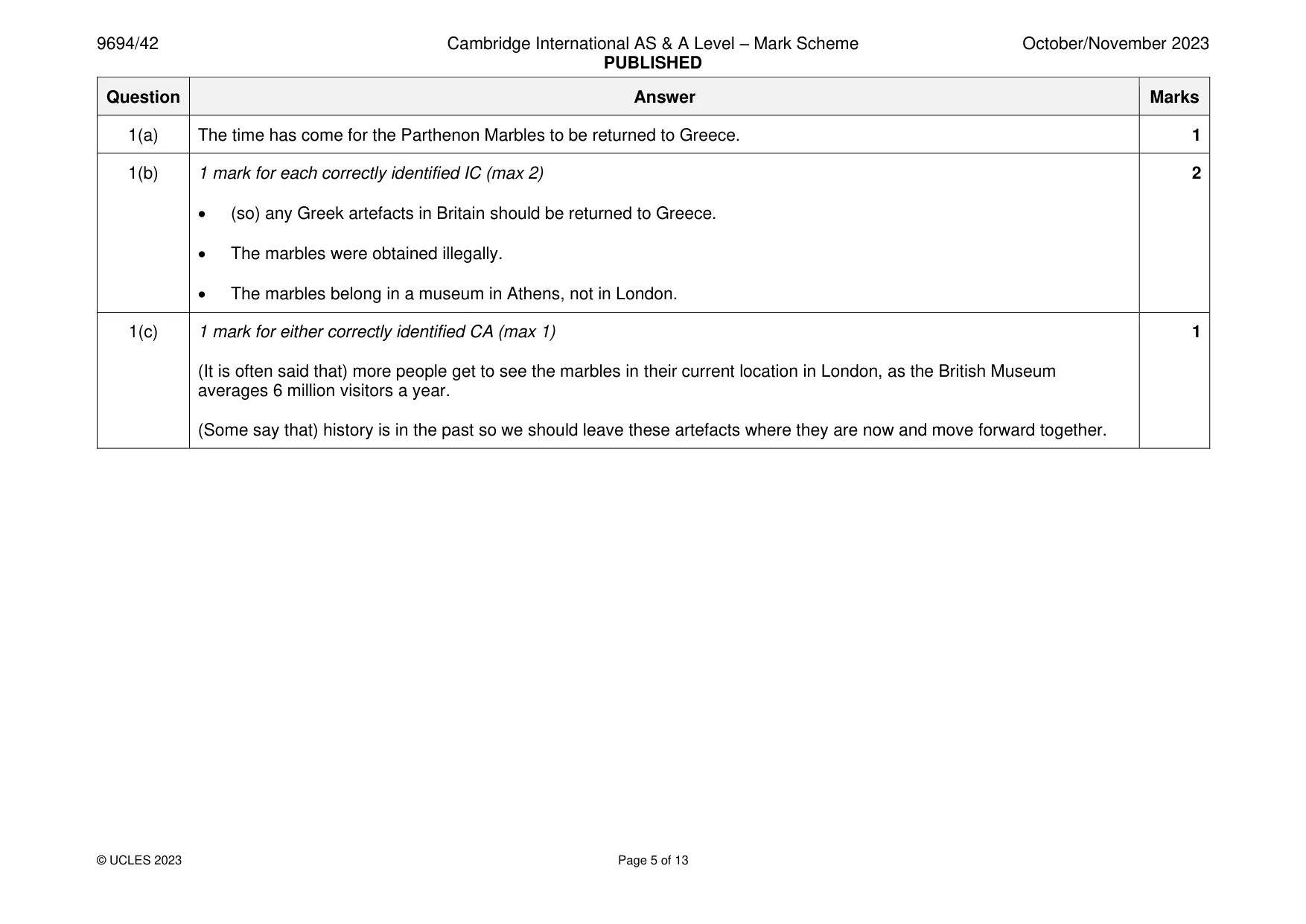 Mark scheme, page 5 of 13
