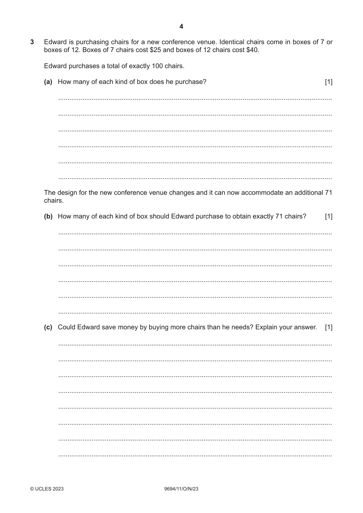 Cambridge A Level Thinking Skills 9694 2023 Oct/Nov Paper 1 · Variant 1 question paper, page 4 of 16