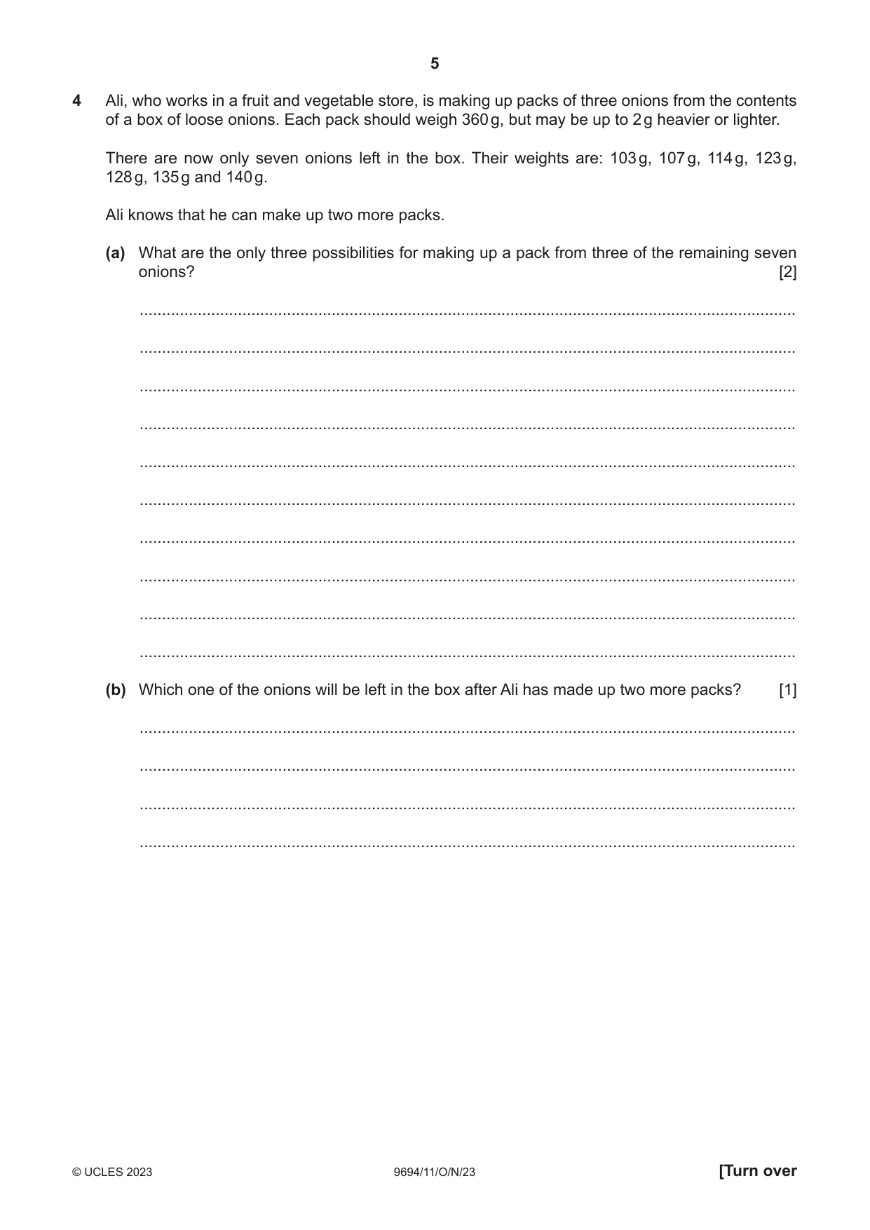 Cambridge A Level Thinking Skills 9694 2023 Oct/Nov Paper 1 · Variant 1 question paper, page 5 of 16
