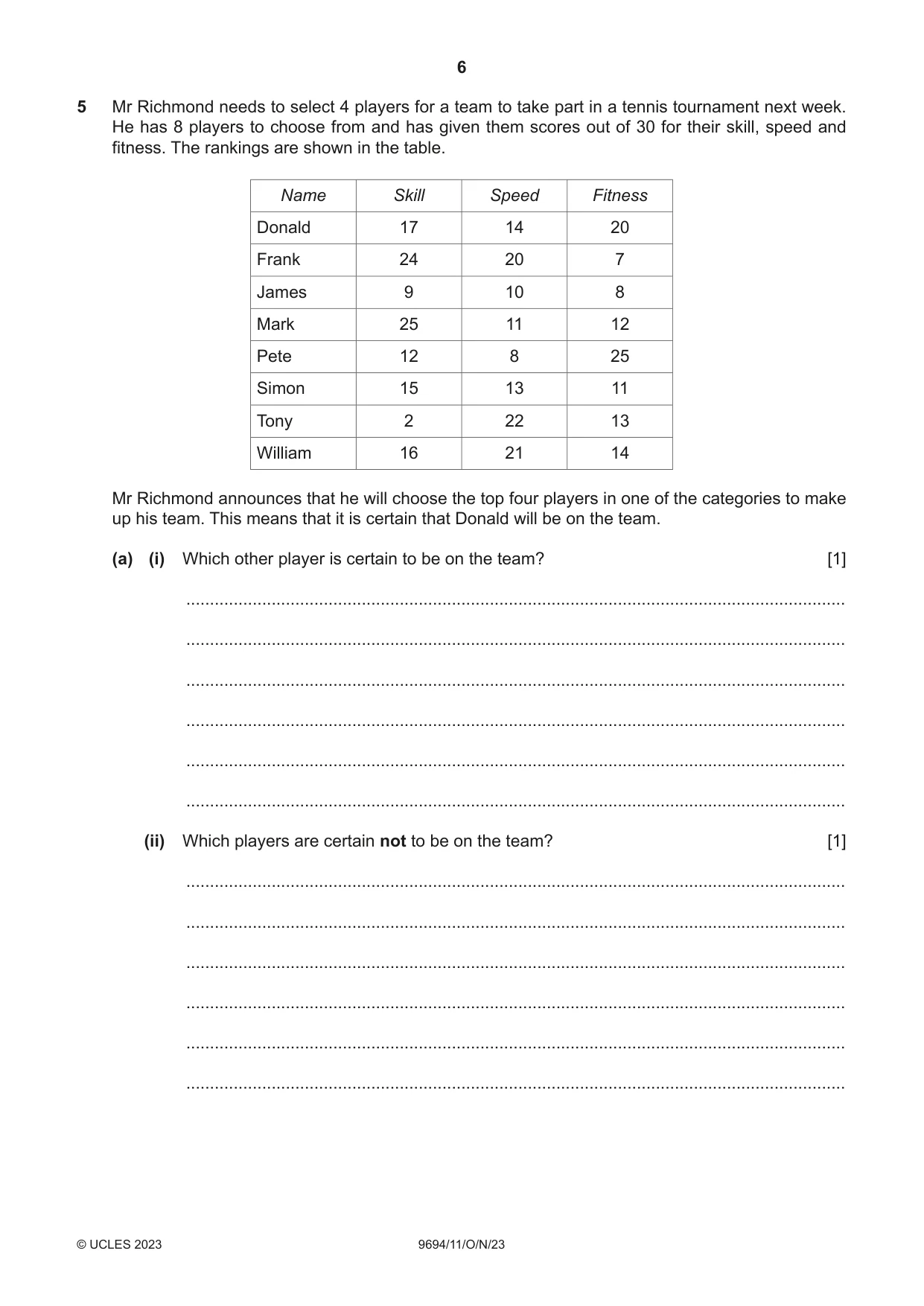 Cambridge A Level Thinking Skills 9694 2023 Oct/Nov Paper 1 · Variant 1 question paper, page 6 of 16