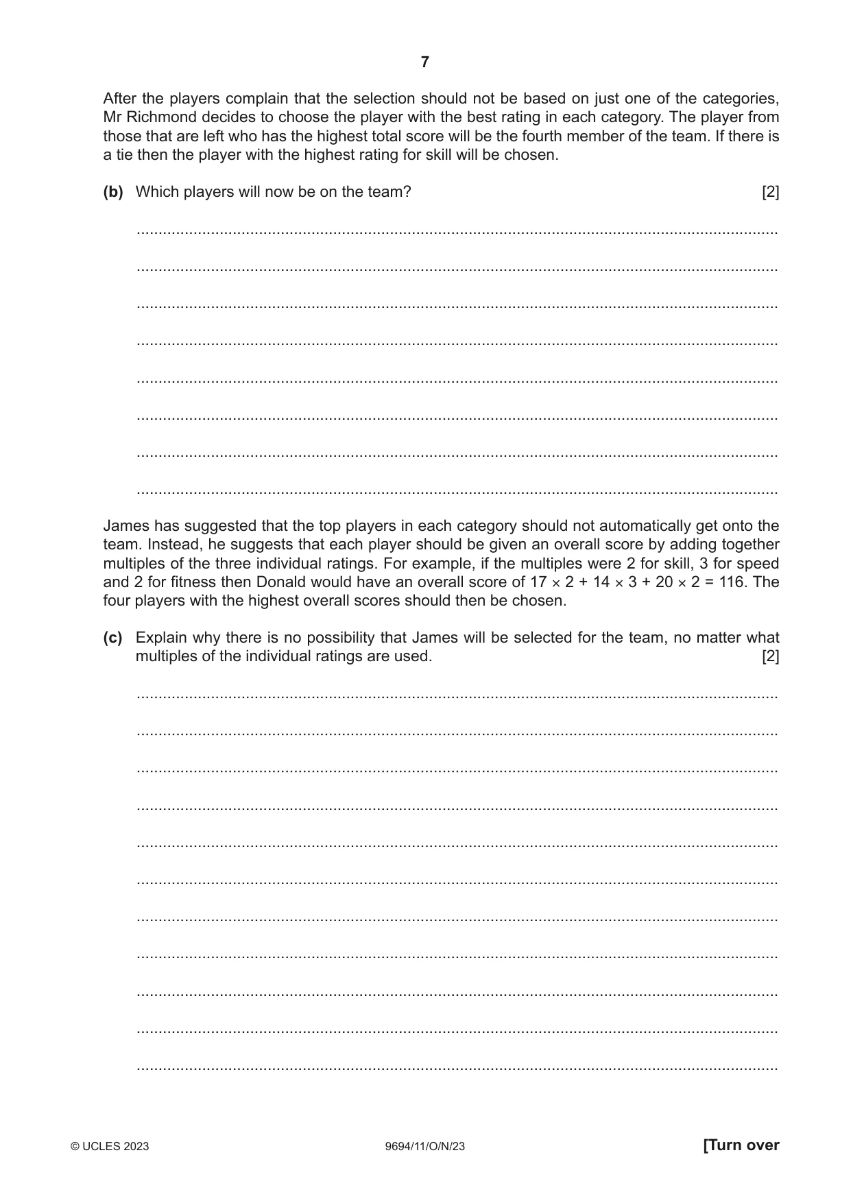 Cambridge A Level Thinking Skills 9694 2023 Oct/Nov Paper 1 · Variant 1 question paper, page 7 of 16