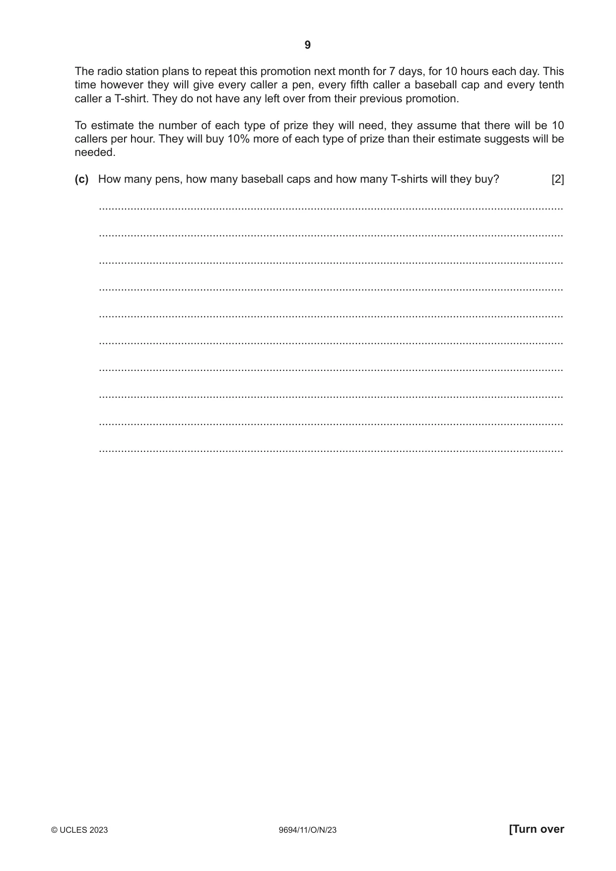 Cambridge A Level Thinking Skills 9694 2023 Oct/Nov Paper 1 · Variant 1 question paper, page 9 of 16
