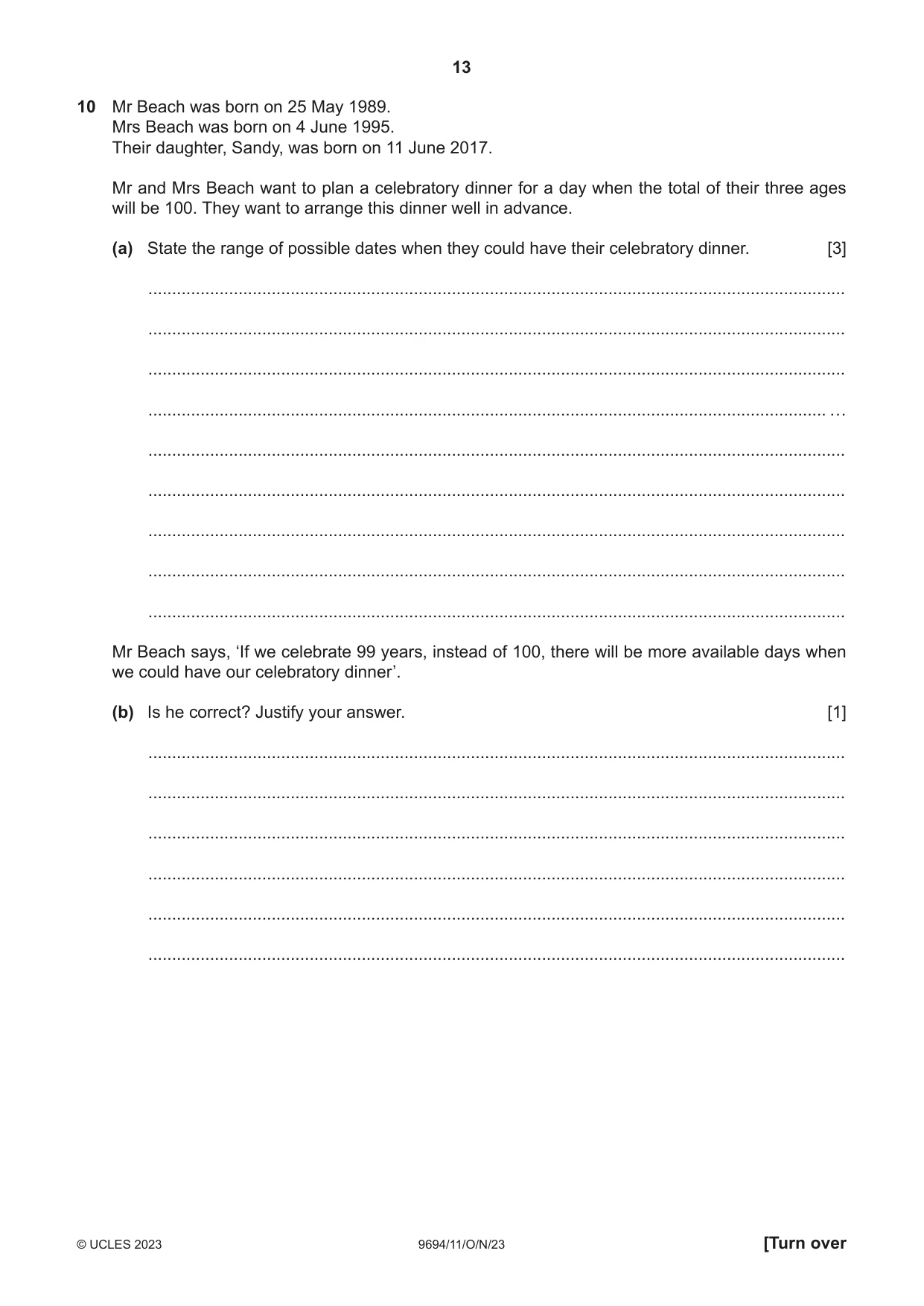 Cambridge A Level Thinking Skills 9694 2023 Oct/Nov Paper 1 · Variant 1 question paper, page 13 of 16