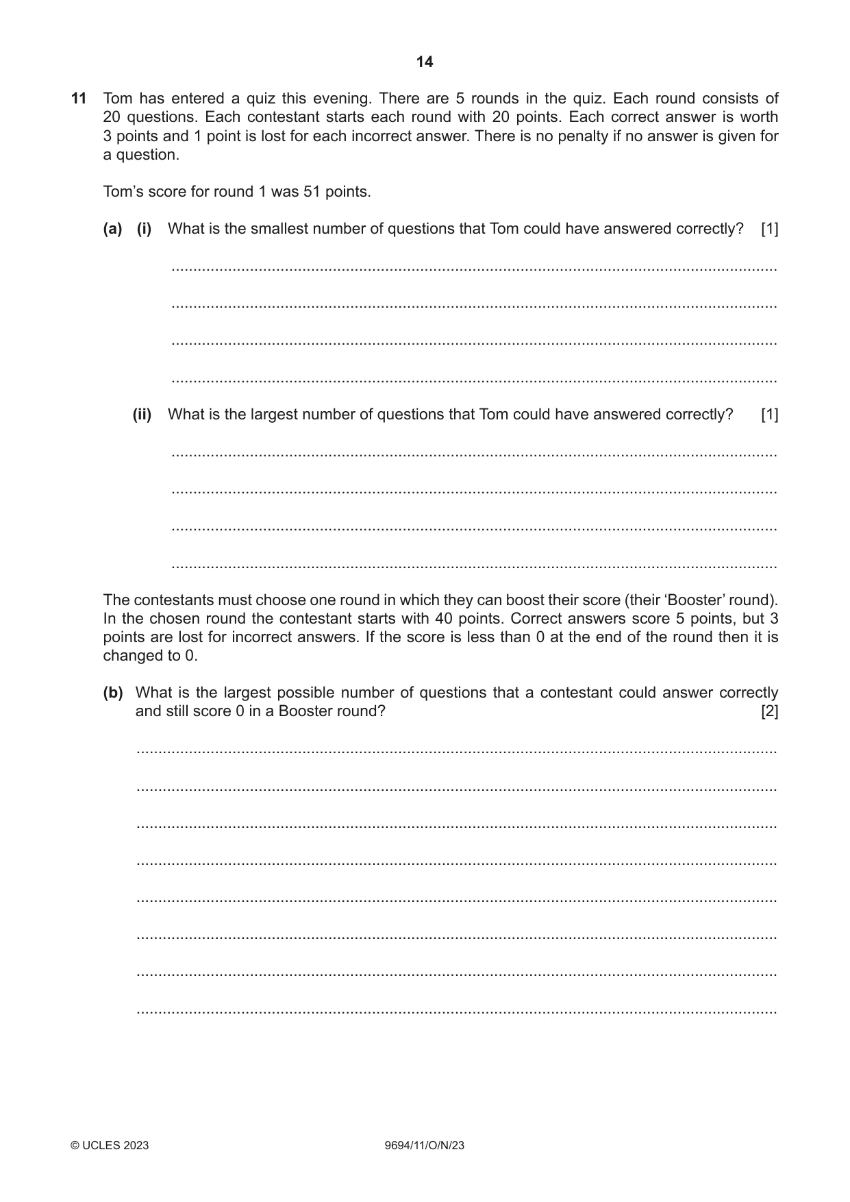 Cambridge A Level Thinking Skills 9694 2023 Oct/Nov Paper 1 · Variant 1 question paper, page 14 of 16