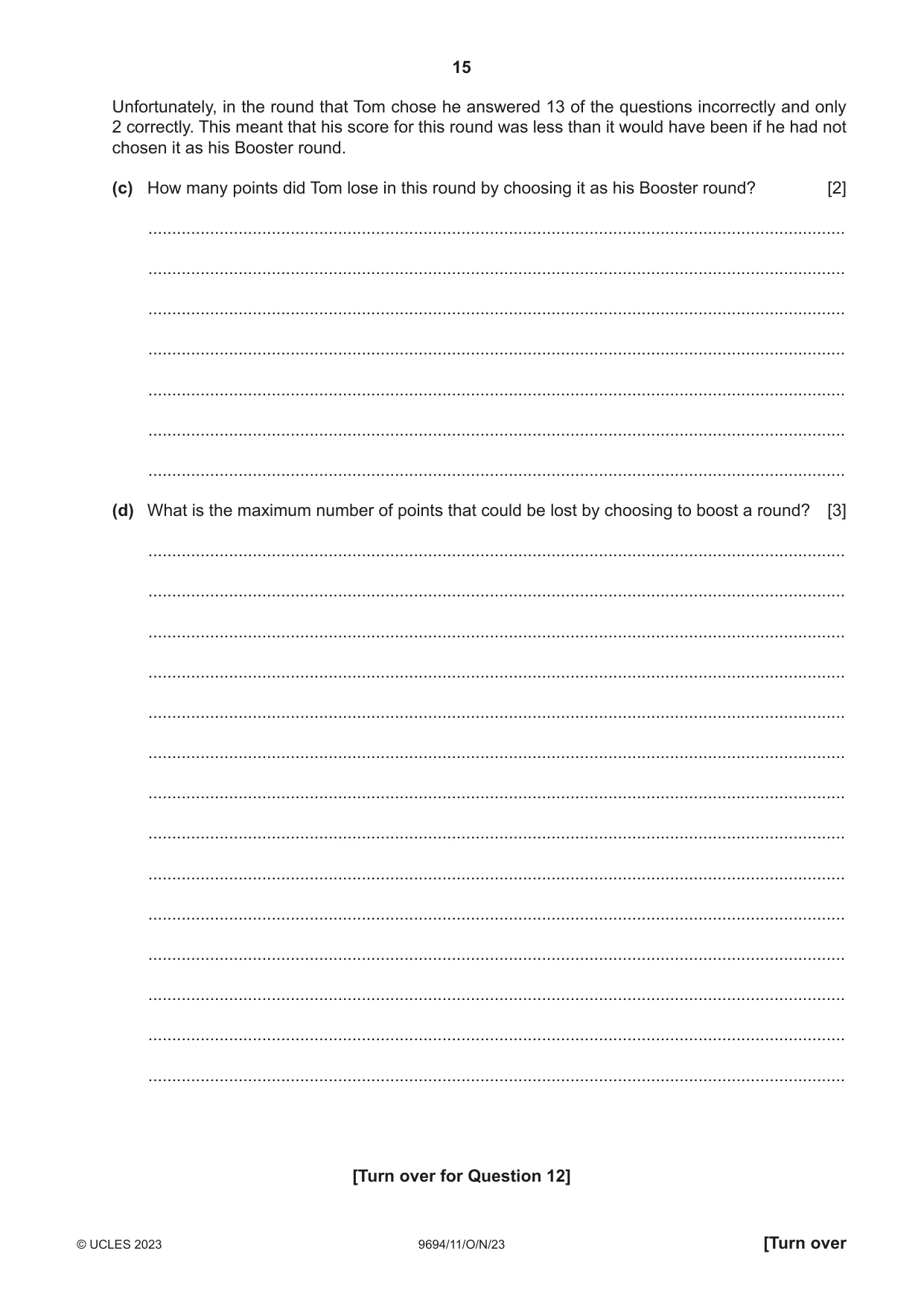 Cambridge A Level Thinking Skills 9694 2023 Oct/Nov Paper 1 · Variant 1 question paper, page 15 of 16