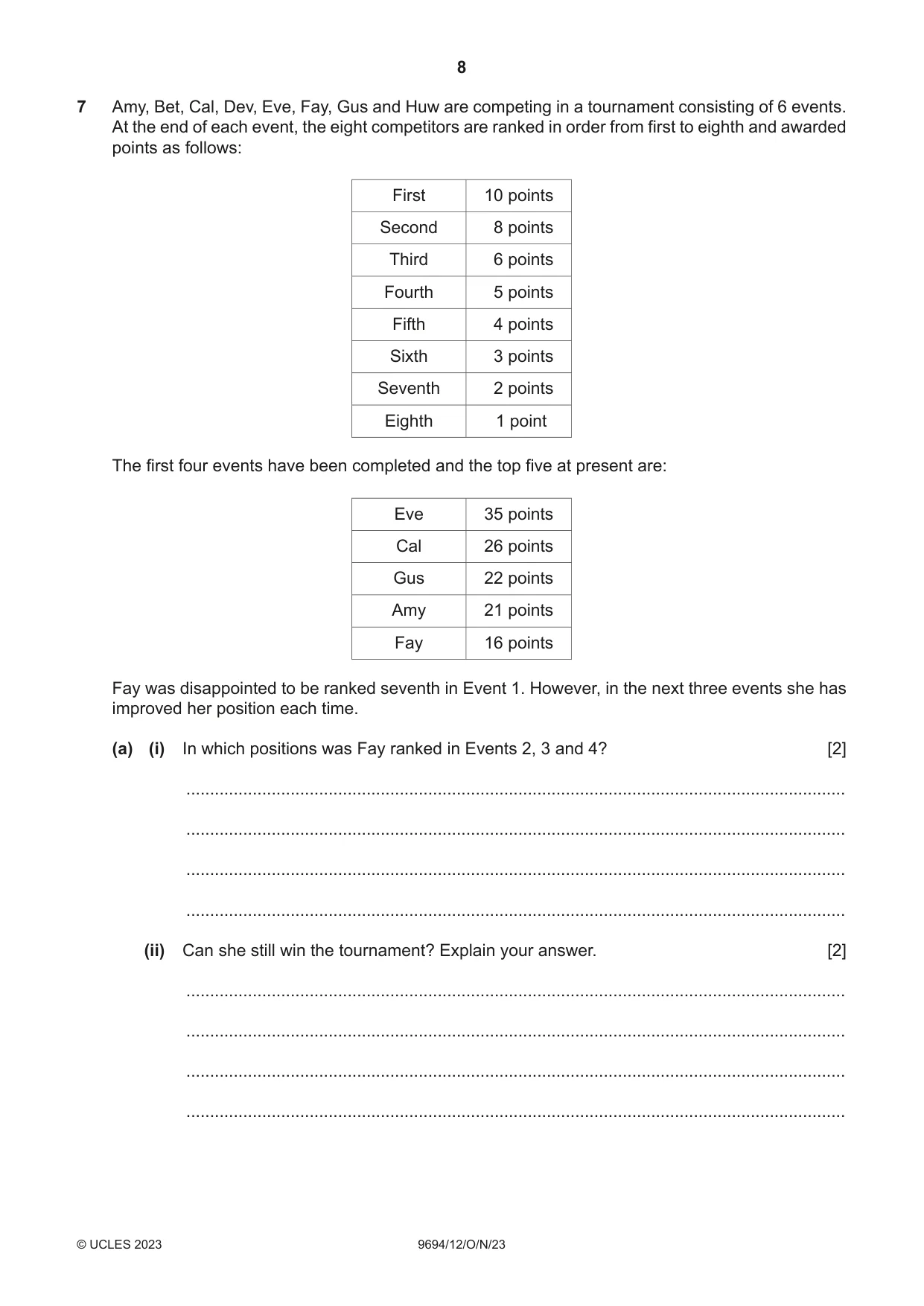 Cambridge A Level Thinking Skills 9694 2023 Oct/Nov Paper 1 · Variant 2 question paper, page 8 of 16