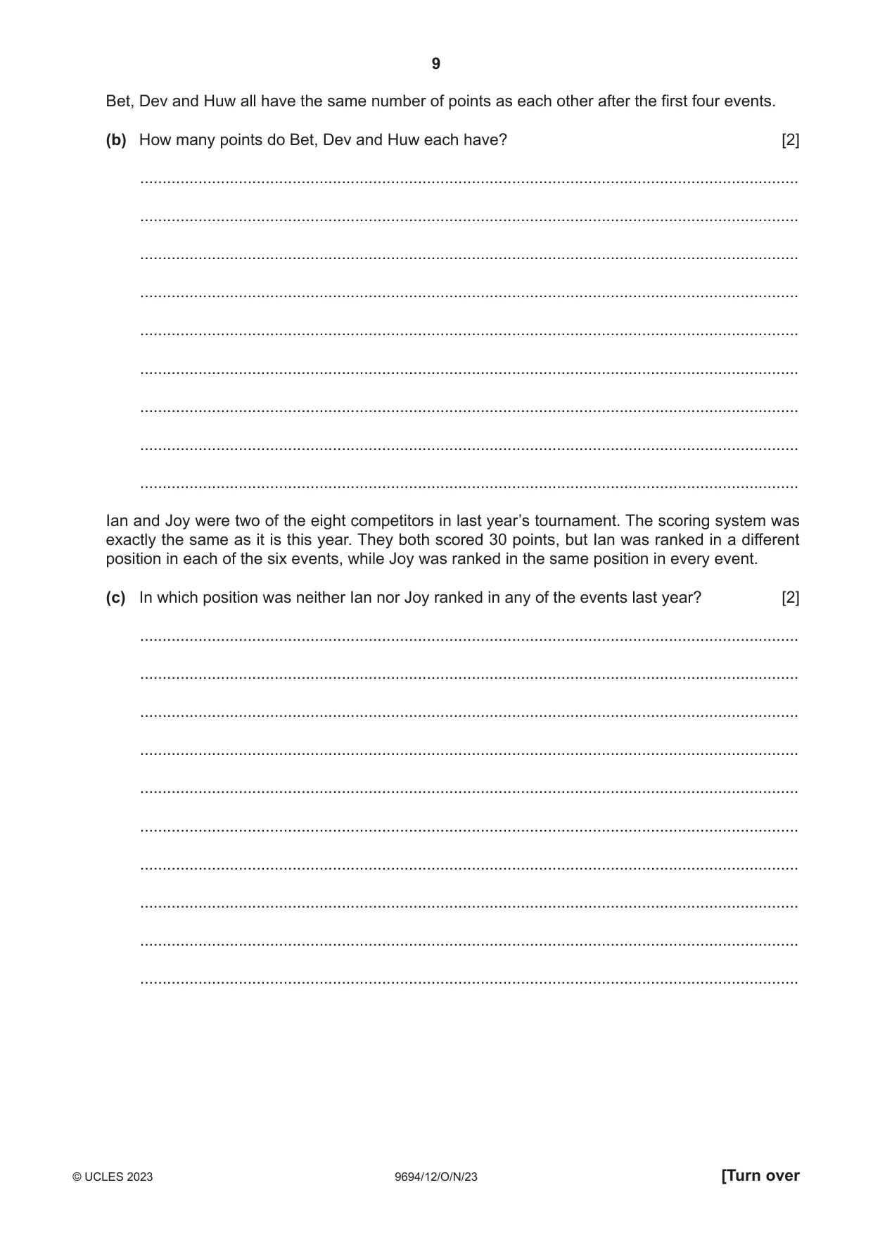 Cambridge A Level Thinking Skills 9694 2023 Oct/Nov Paper 1 · Variant 2 question paper, page 9 of 16