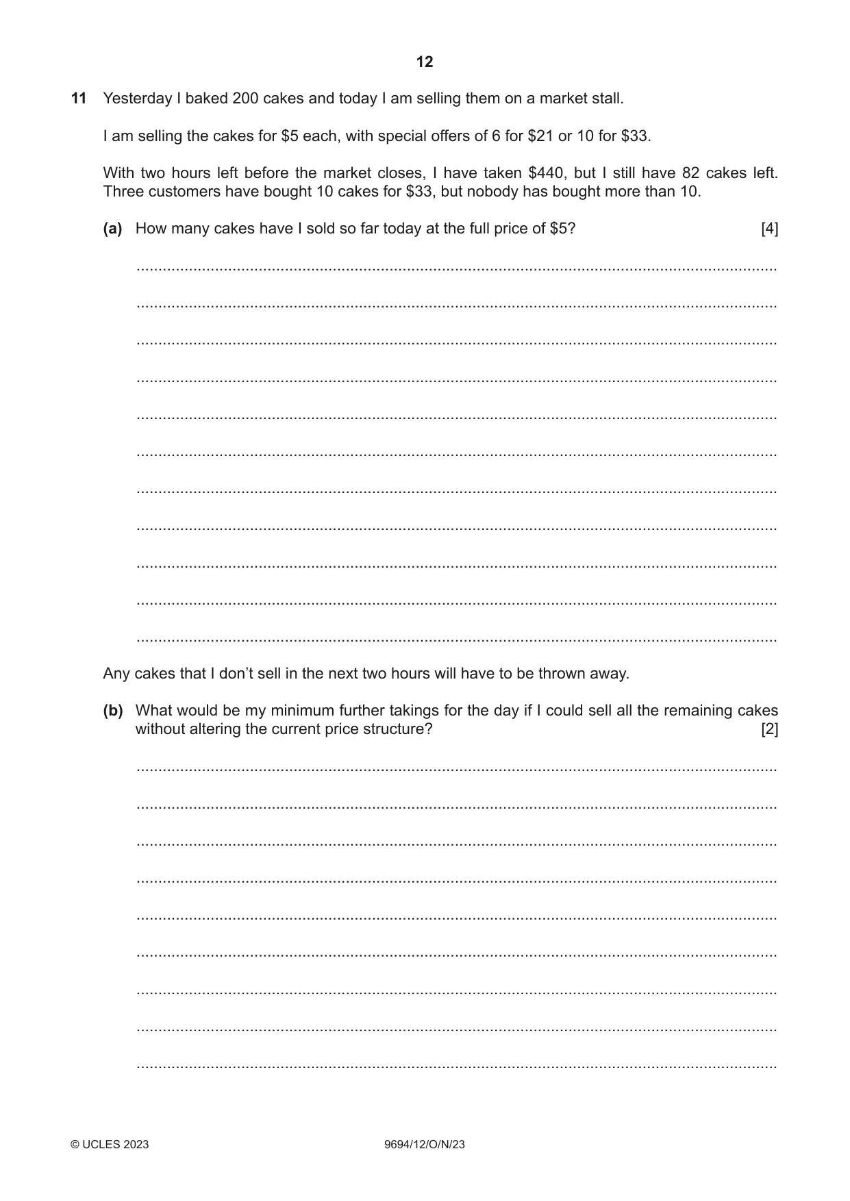 Cambridge A Level Thinking Skills 9694 2023 Oct/Nov Paper 1 · Variant 2 question paper, page 12 of 16