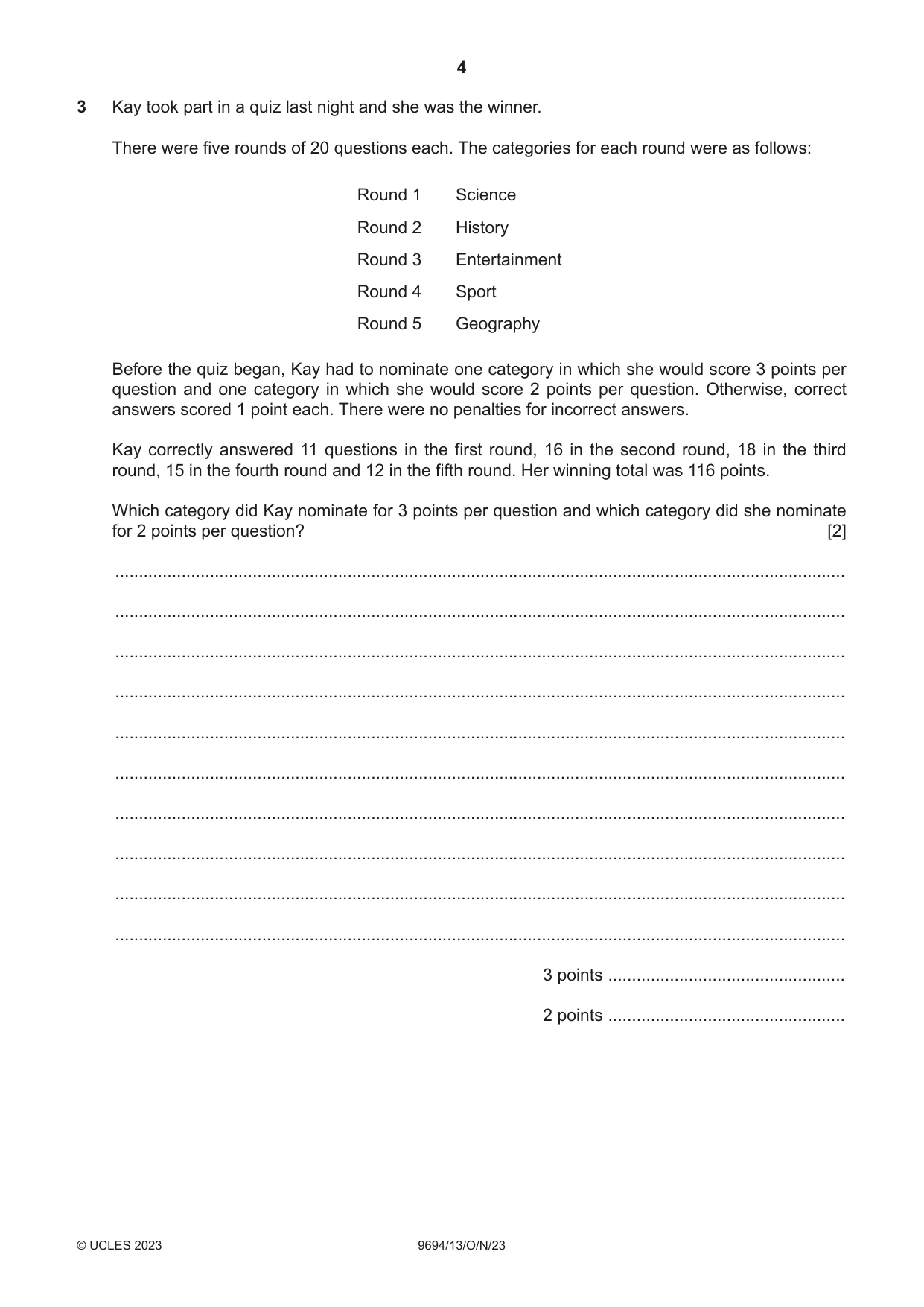 Cambridge A Level Thinking Skills 9694 2023 Oct/Nov Paper 1 · Variant 3 question paper, page 4 of 16