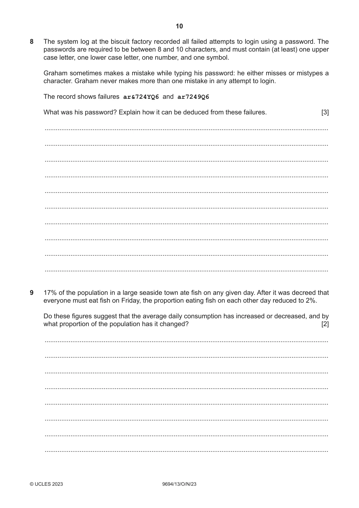 Cambridge A Level Thinking Skills 9694 2023 Oct/Nov Paper 1 · Variant 3 question paper, page 10 of 16