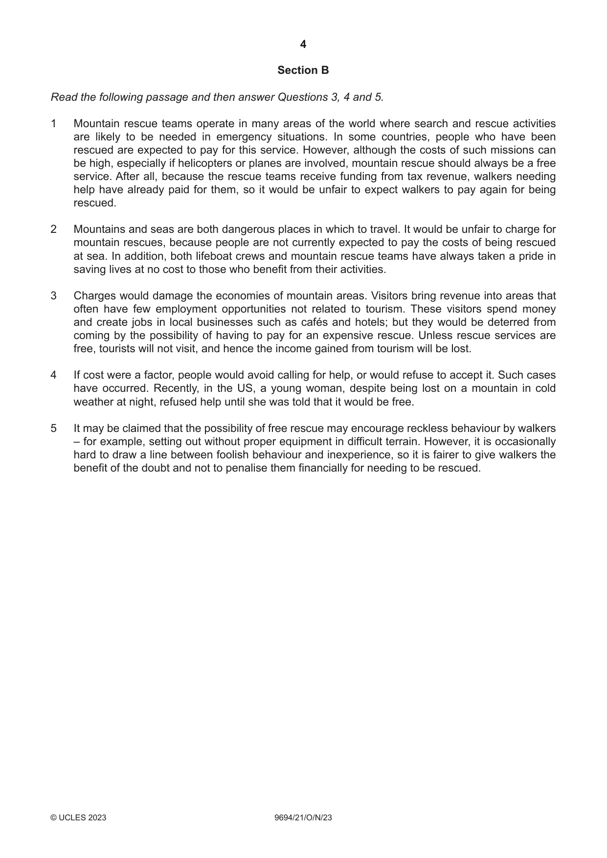 Cambridge A Level Thinking Skills 9694 2023 Oct/Nov Paper 2 · Variant 1 question paper, page 4 of 8