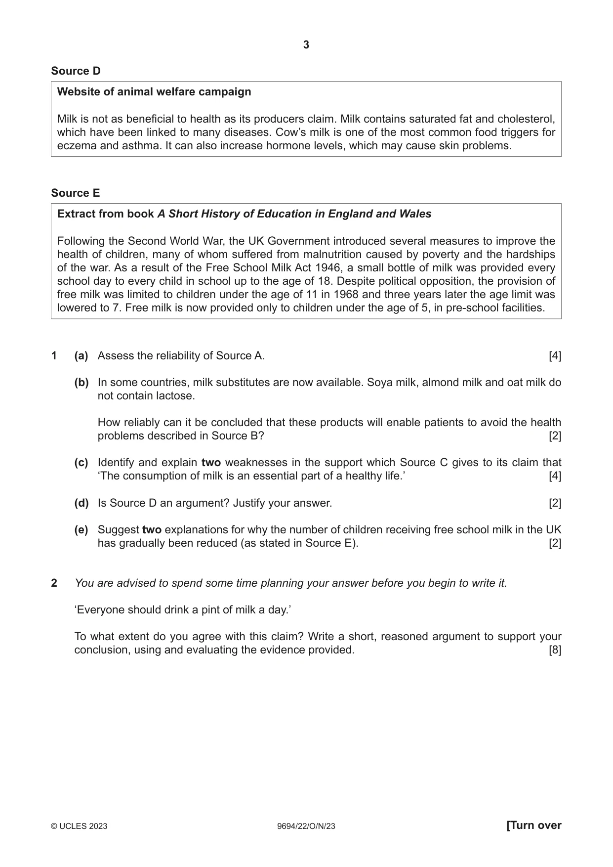 Cambridge A Level Thinking Skills 9694 2023 Oct/Nov Paper 2 · Variant 2 question paper, page 3 of 8
