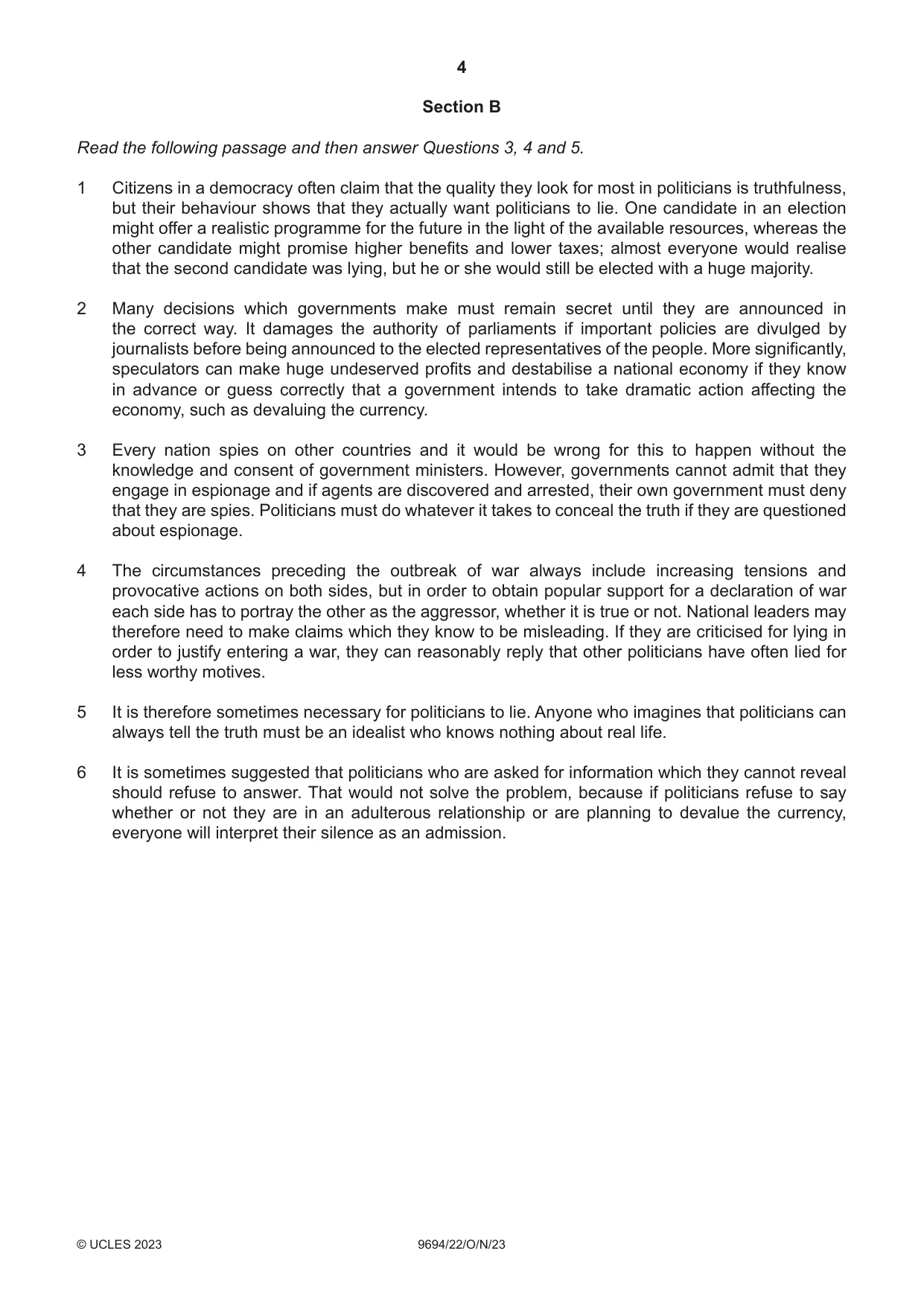 Cambridge A Level Thinking Skills 9694 2023 Oct/Nov Paper 2 · Variant 2 question paper, page 4 of 8