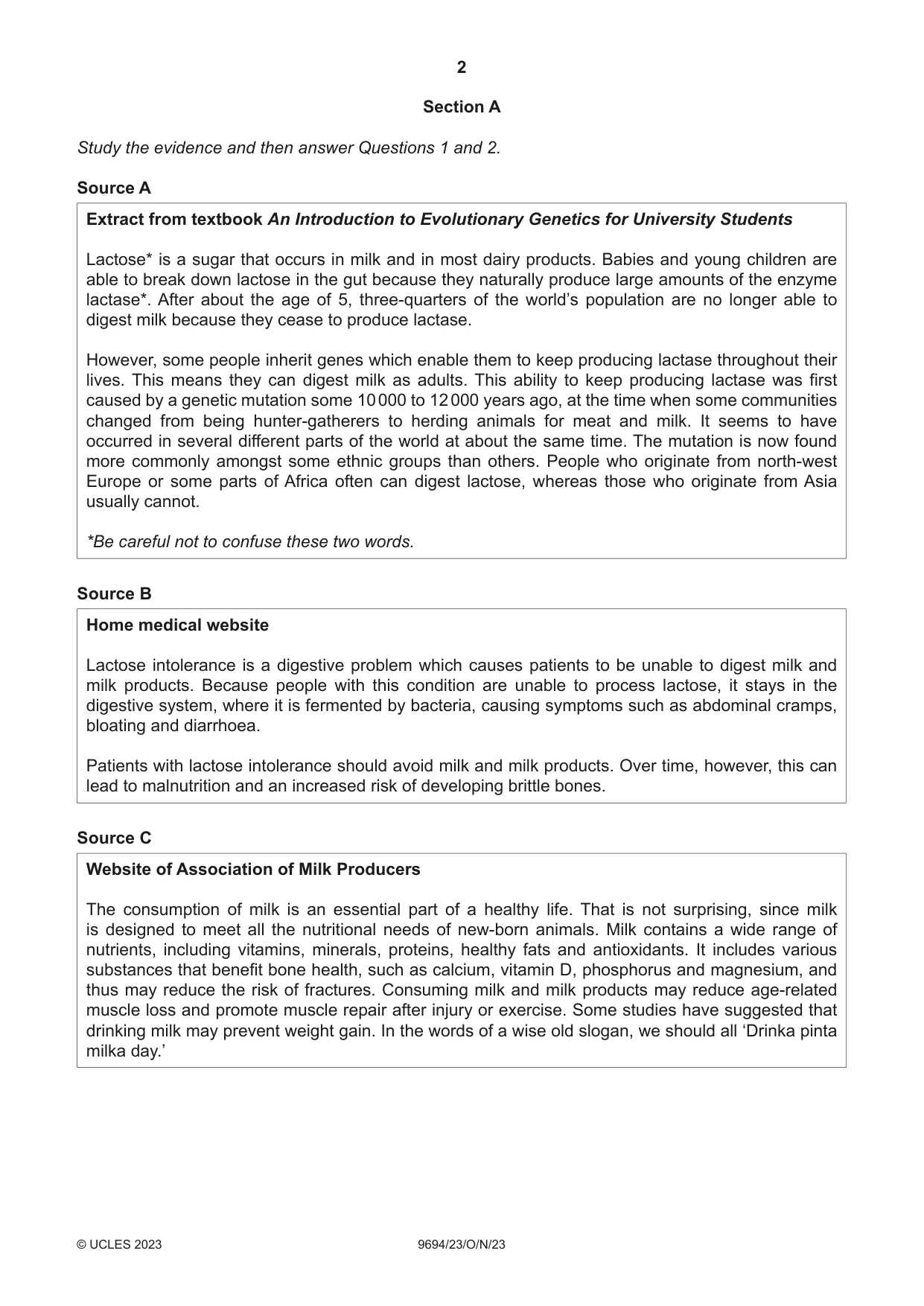 Cambridge A Level Thinking Skills 9694 2023 Oct/Nov Paper 2 · Variant 3 question paper, page 2 of 8