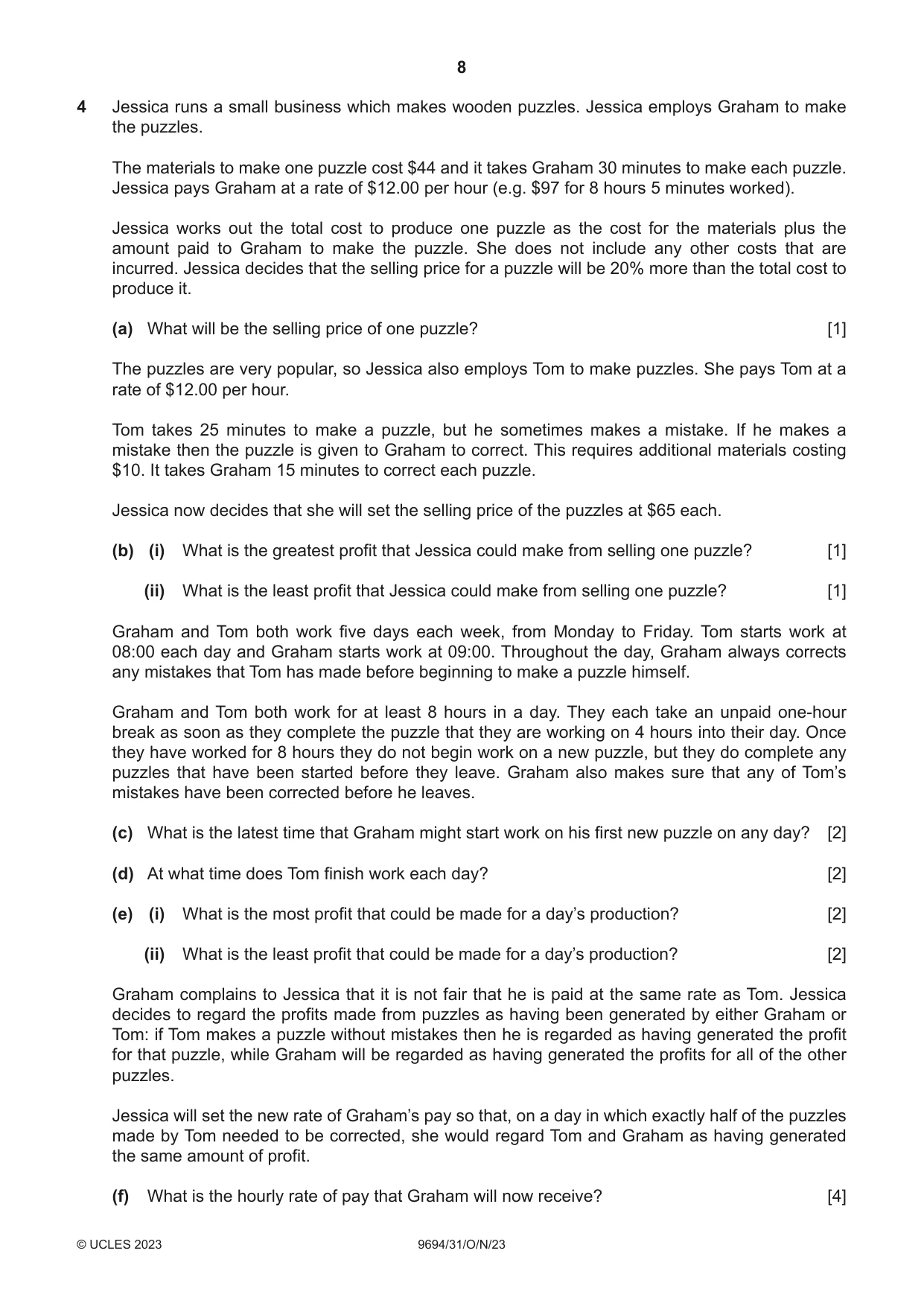 Cambridge A Level Thinking Skills 9694 2023 Oct/Nov Paper 3 · Variant 1 question paper, page 8 of 8