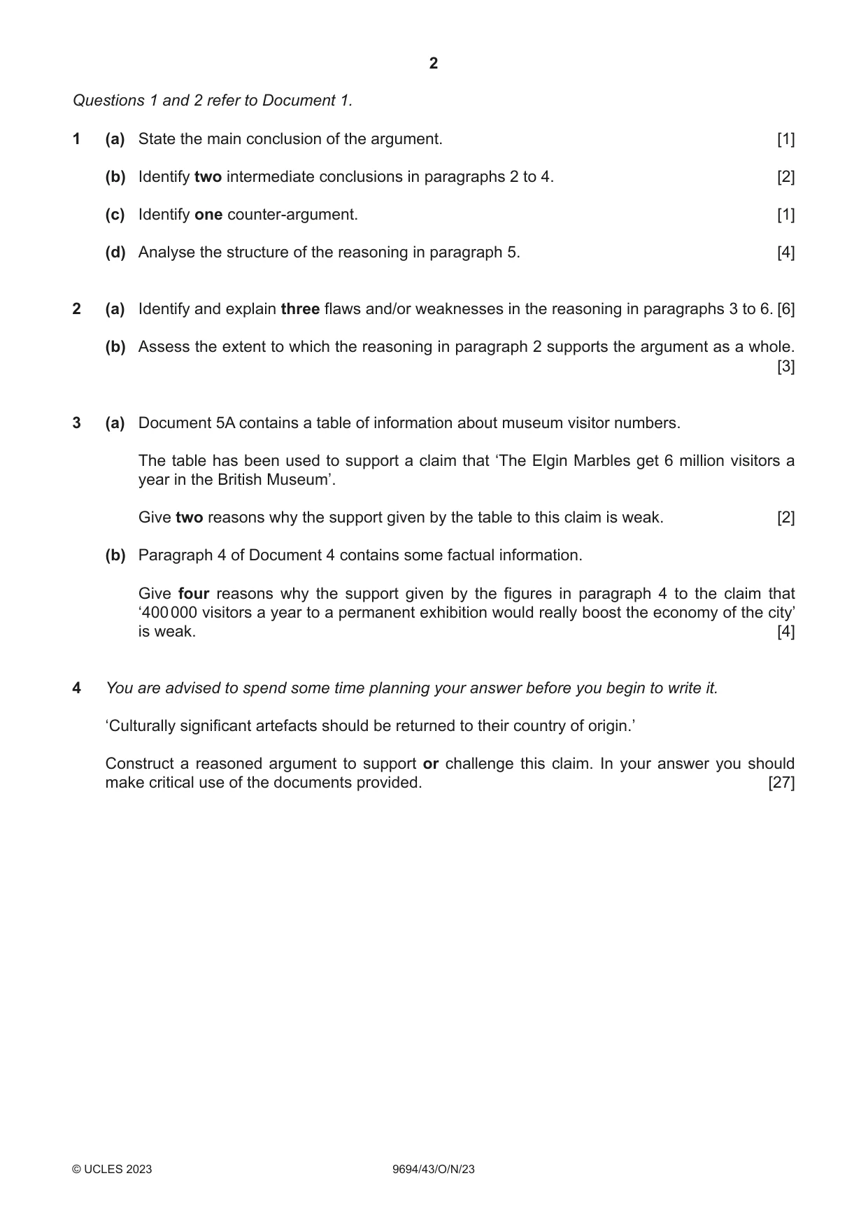 Cambridge A Level Thinking Skills 9694 2023 Oct/Nov Paper 4 · Variant 3 question paper, page 2 of 8