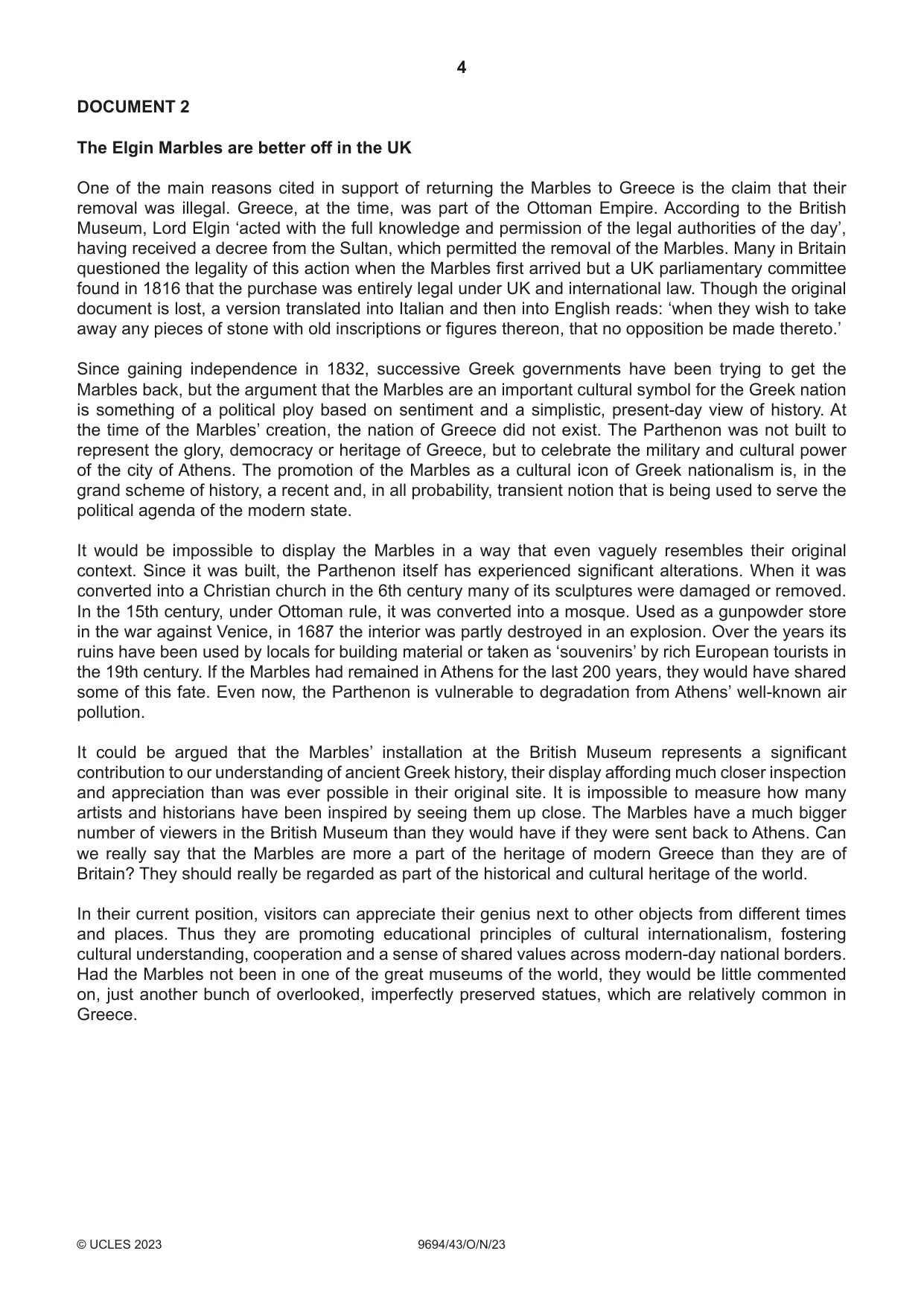 Cambridge A Level Thinking Skills 9694 2023 Oct/Nov Paper 4 · Variant 3 question paper, page 4 of 8