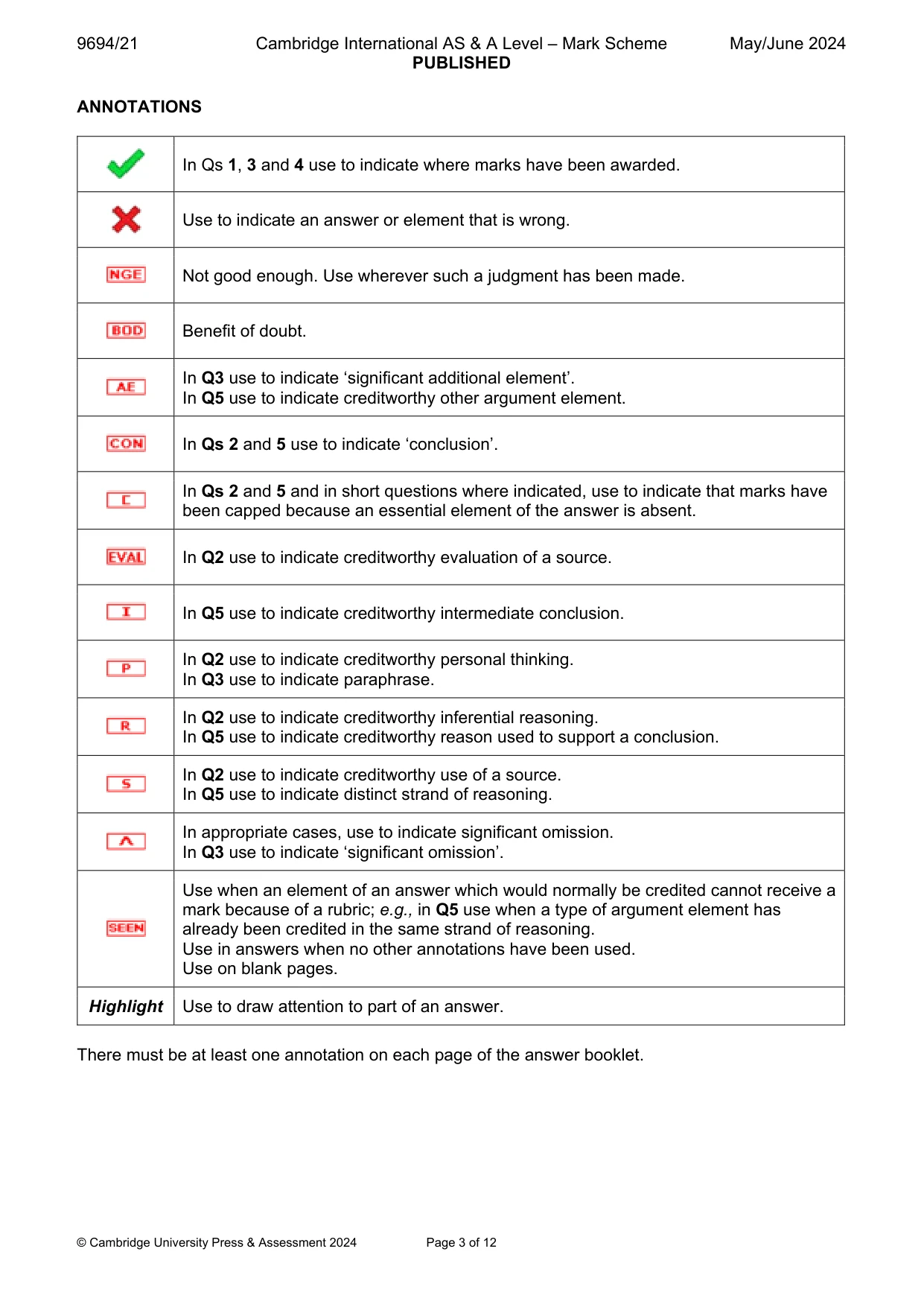 Mark scheme, page 3 of 12