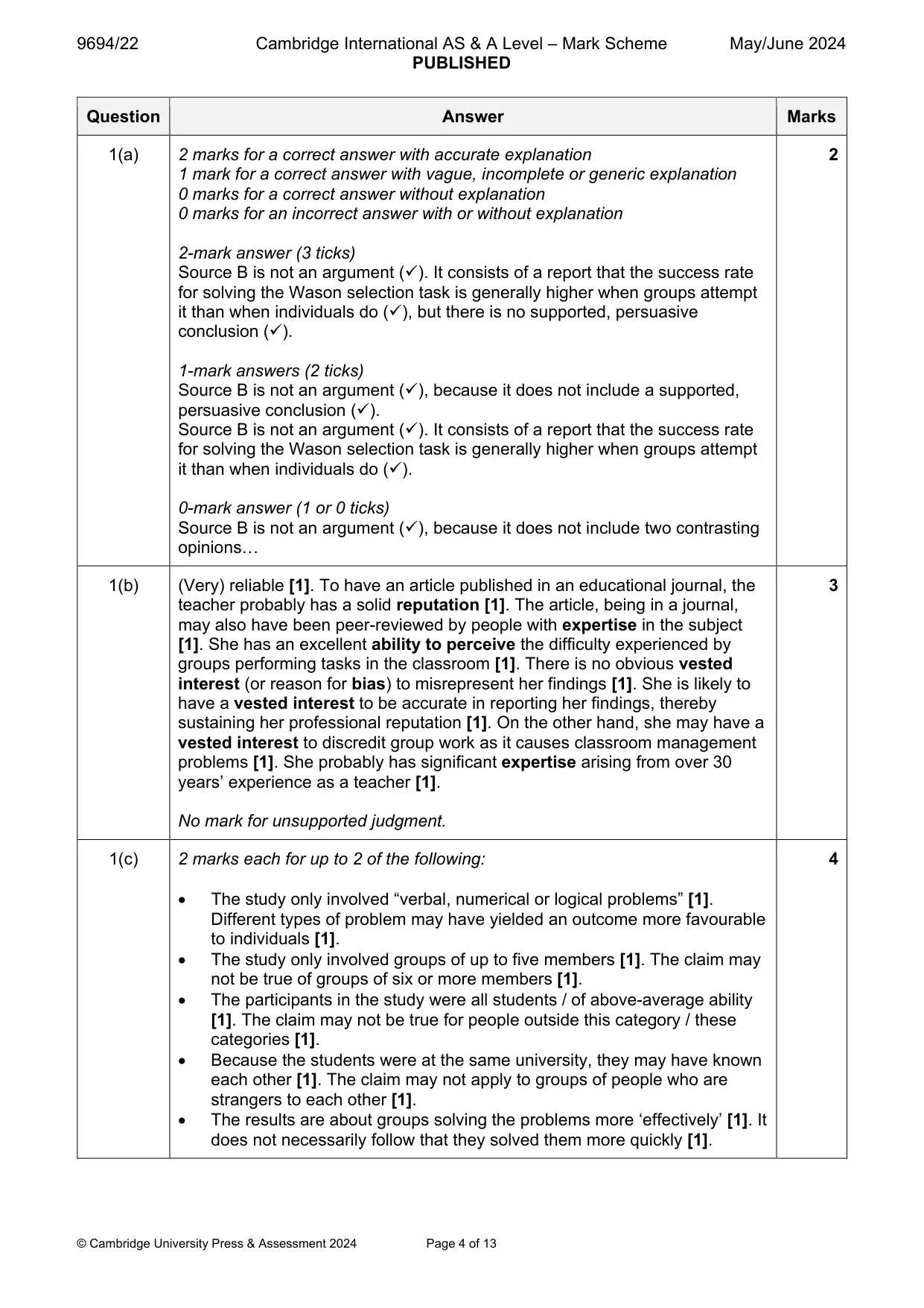 Mark scheme, page 4 of 13