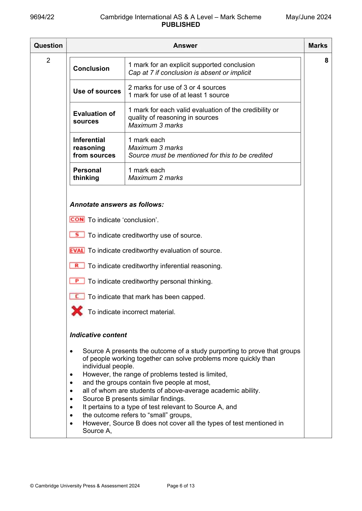 Mark scheme, page 6 of 13